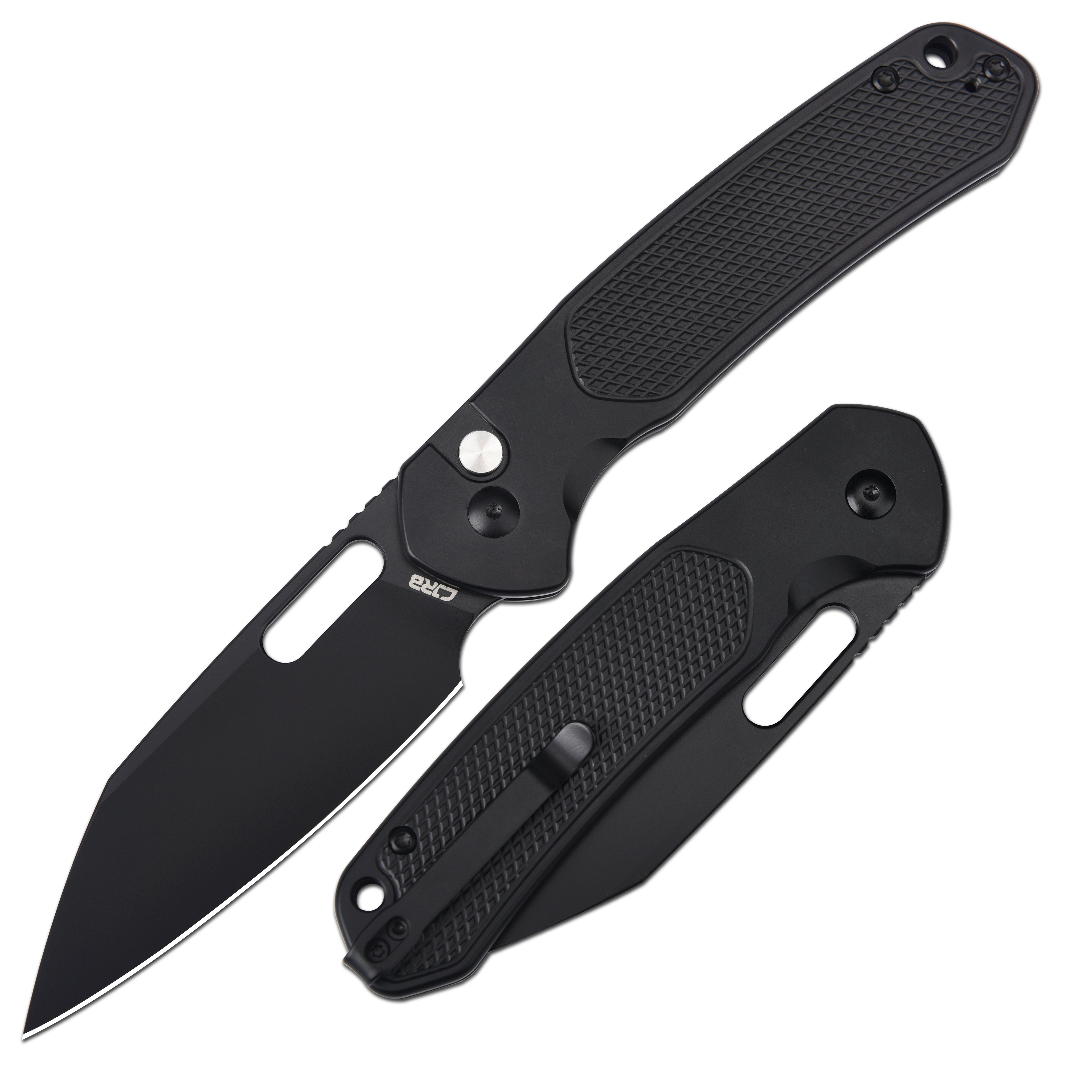 CJRB Large Pyrite Alt folding knife with black steel handle