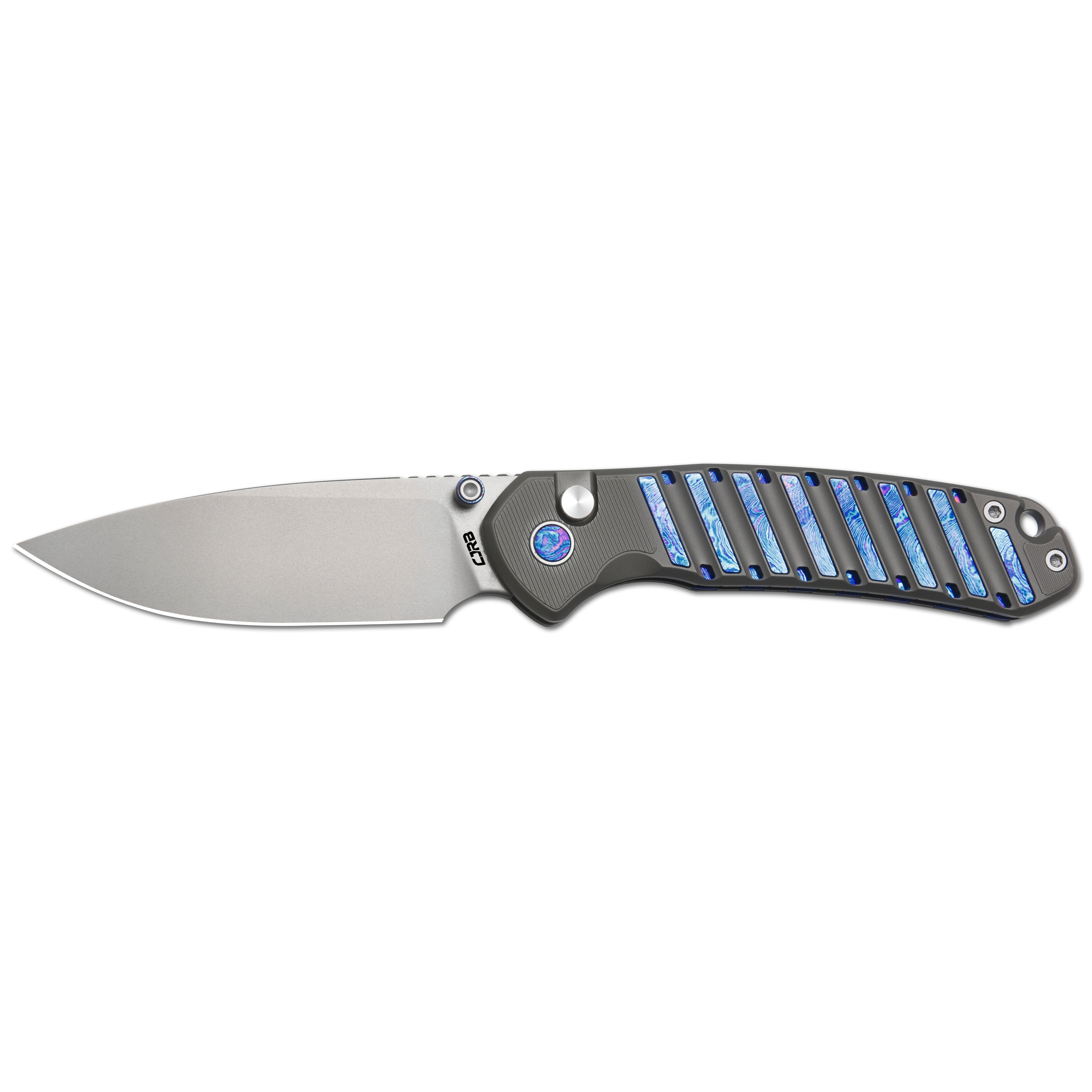 CJRB Galactic Pyrite J1925G S90V Blade Titanium and Titanium Damascus Inlay Handle Folding Knives(Limited edition) - Gray (J1925G-TDB)