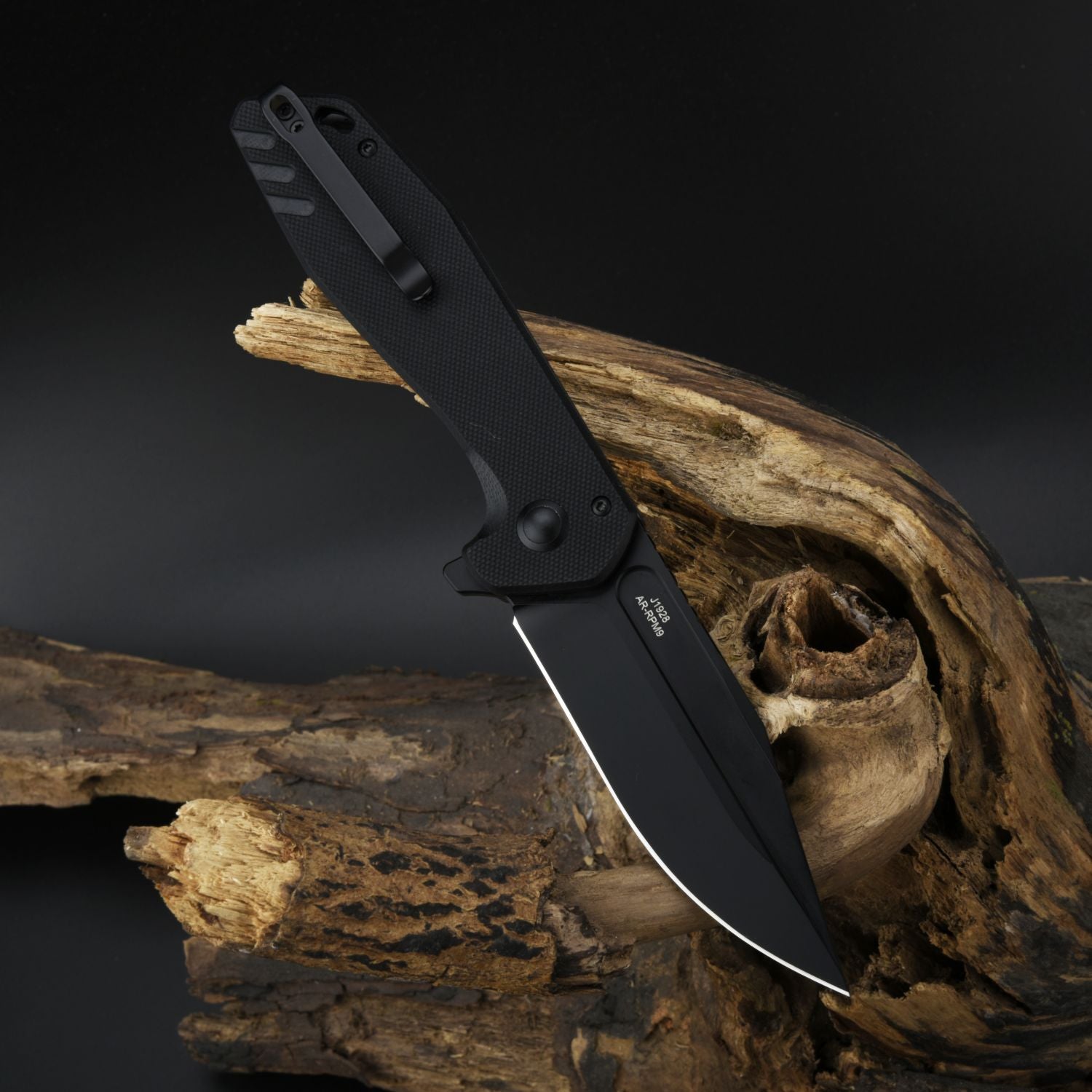 CJRB Riff J1928-BBK folding knife side view
