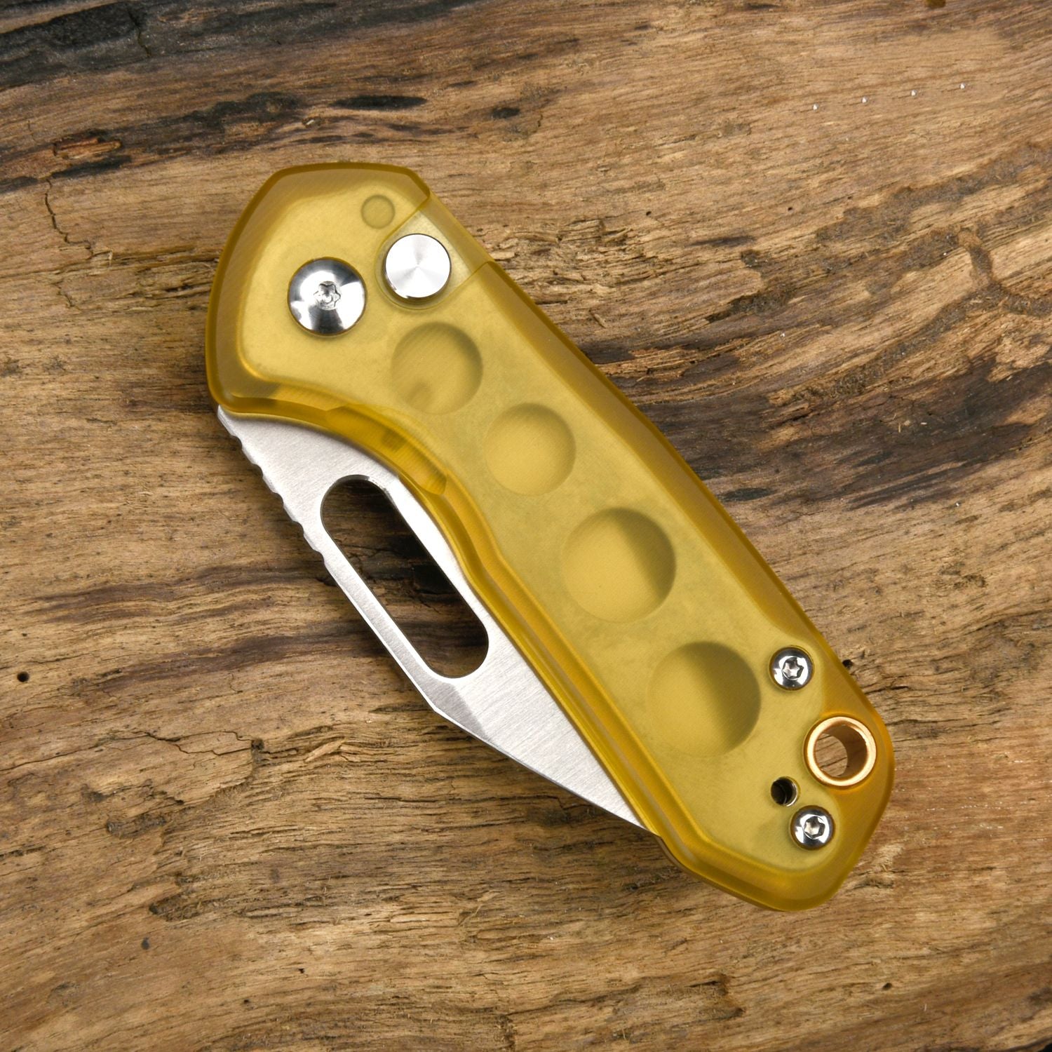 CJRB Mini Pyrite J1933 folding knife side view