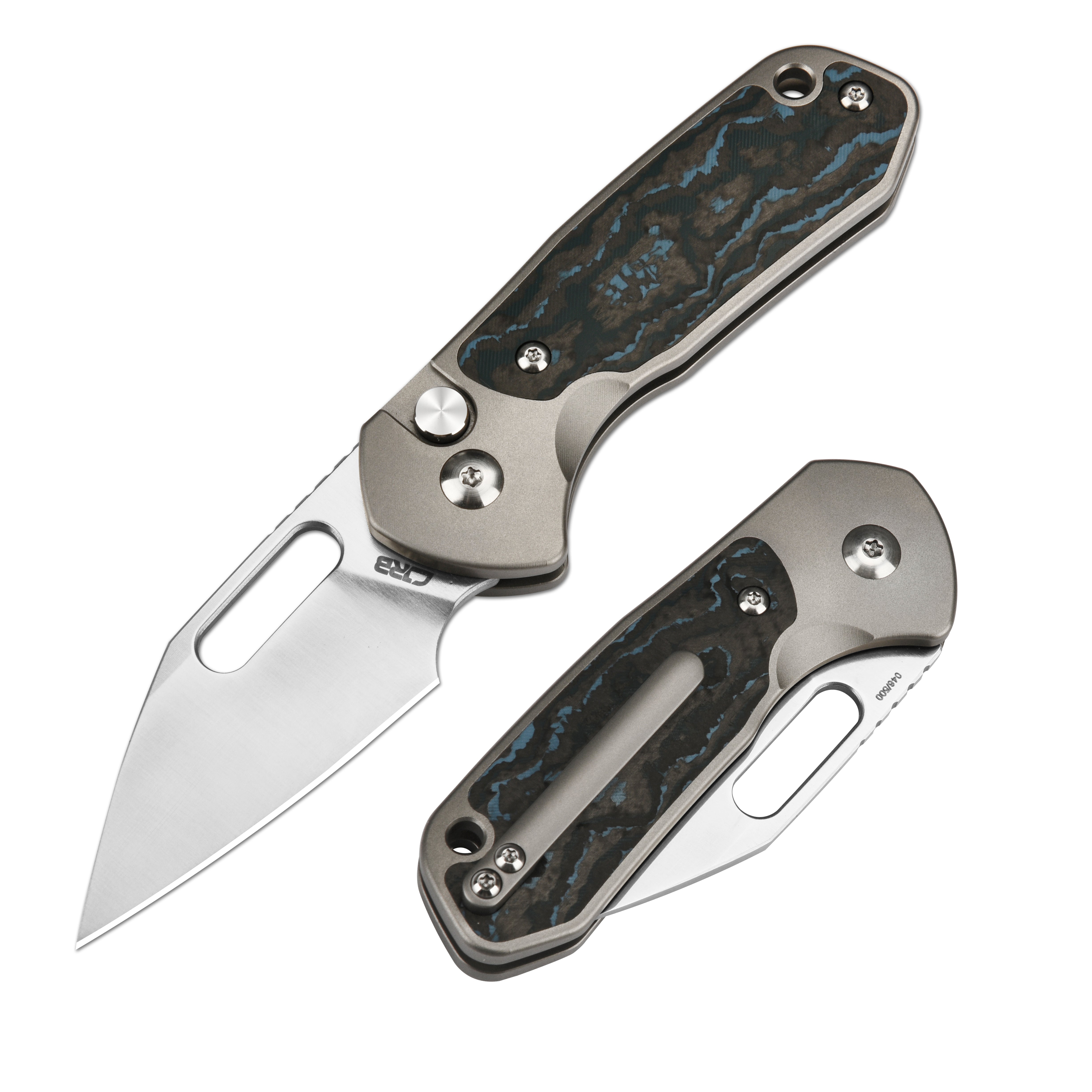 CJRB Mini Pyrite J1933 folding knife with Fat Carbon handle