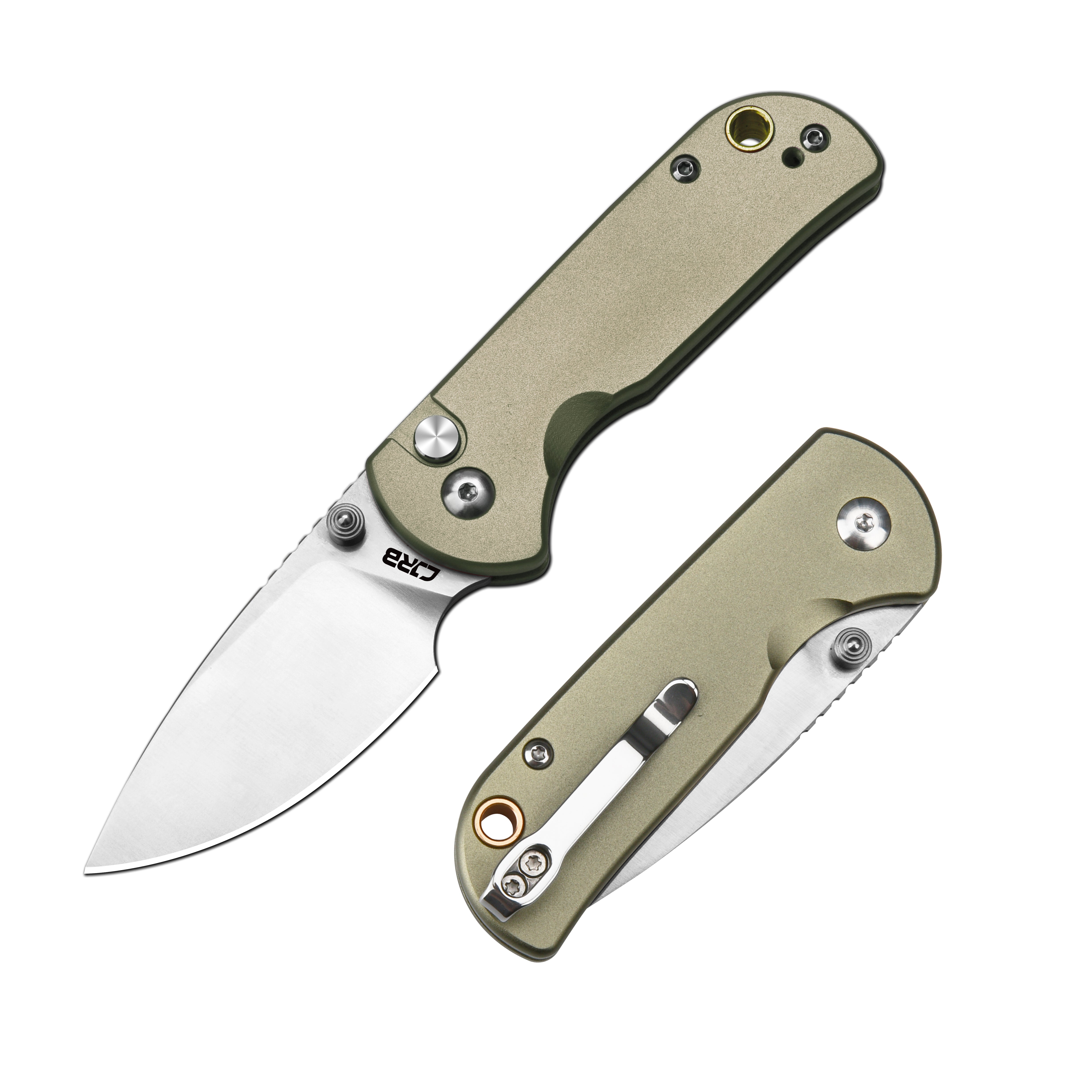 CJRB Mica J1934-GN folding knife with green steel handle