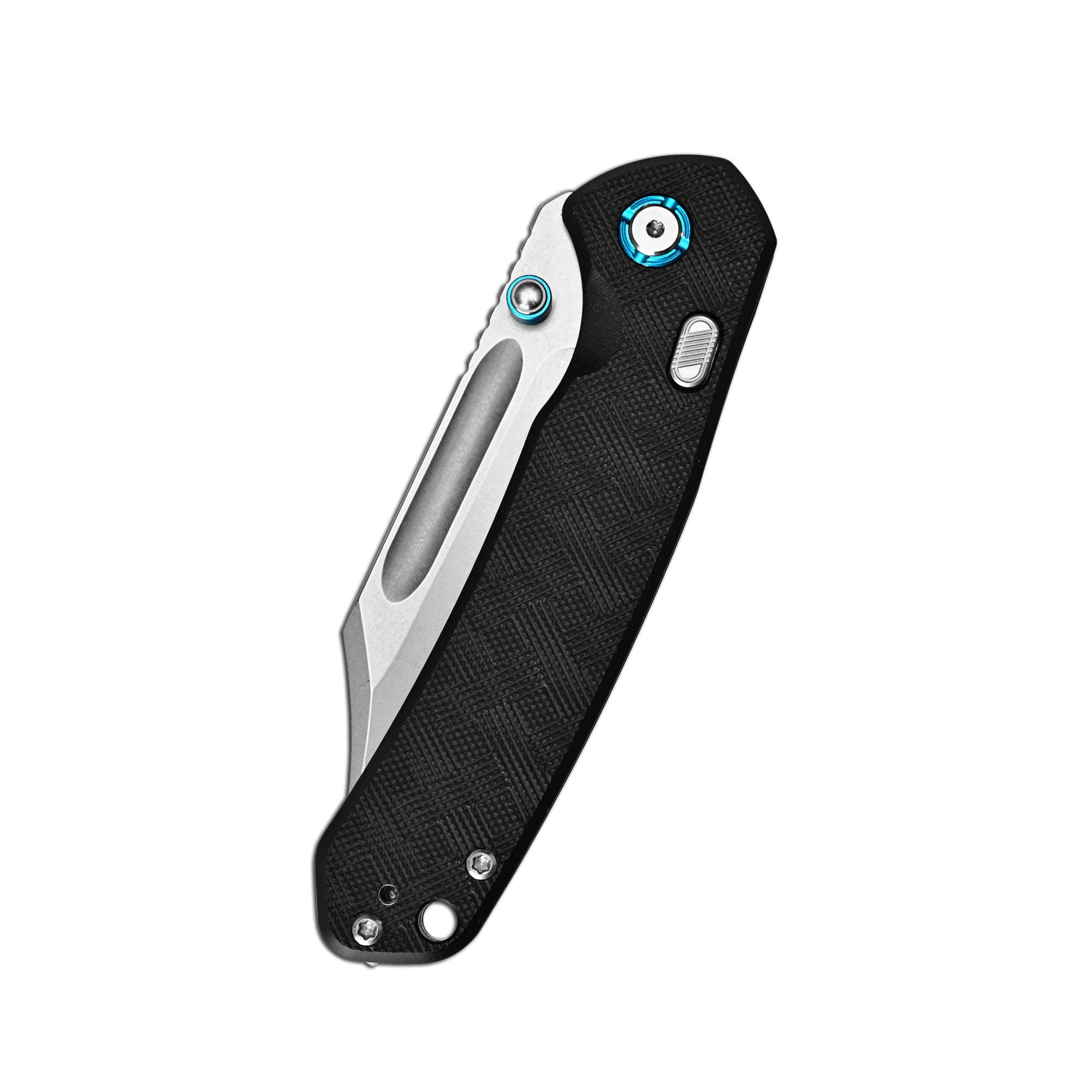 CJRB Bowie Pyrite Thumb Stud & Top Liner Lock Folding Knife Black CNC G10 Textured Handle (3.35'' AR-RPM9 Steel Stone Wash Blade) J1942X-BK