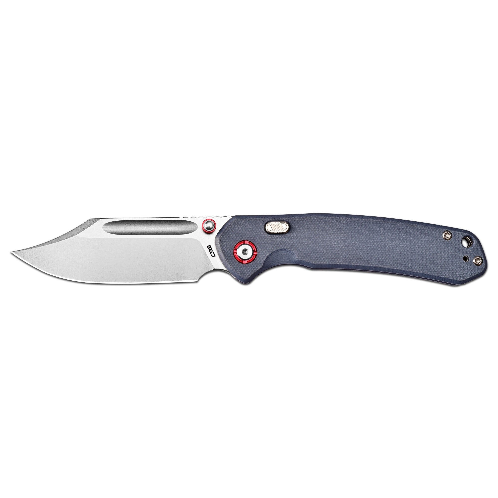 CJRB Bowie Pyrite Thumb Stud & Top Liner Lock Folding Knife Gray G10 Handle (3.35'' AR-RPM9 Steel Stone Wash Blade) J1942X-BU