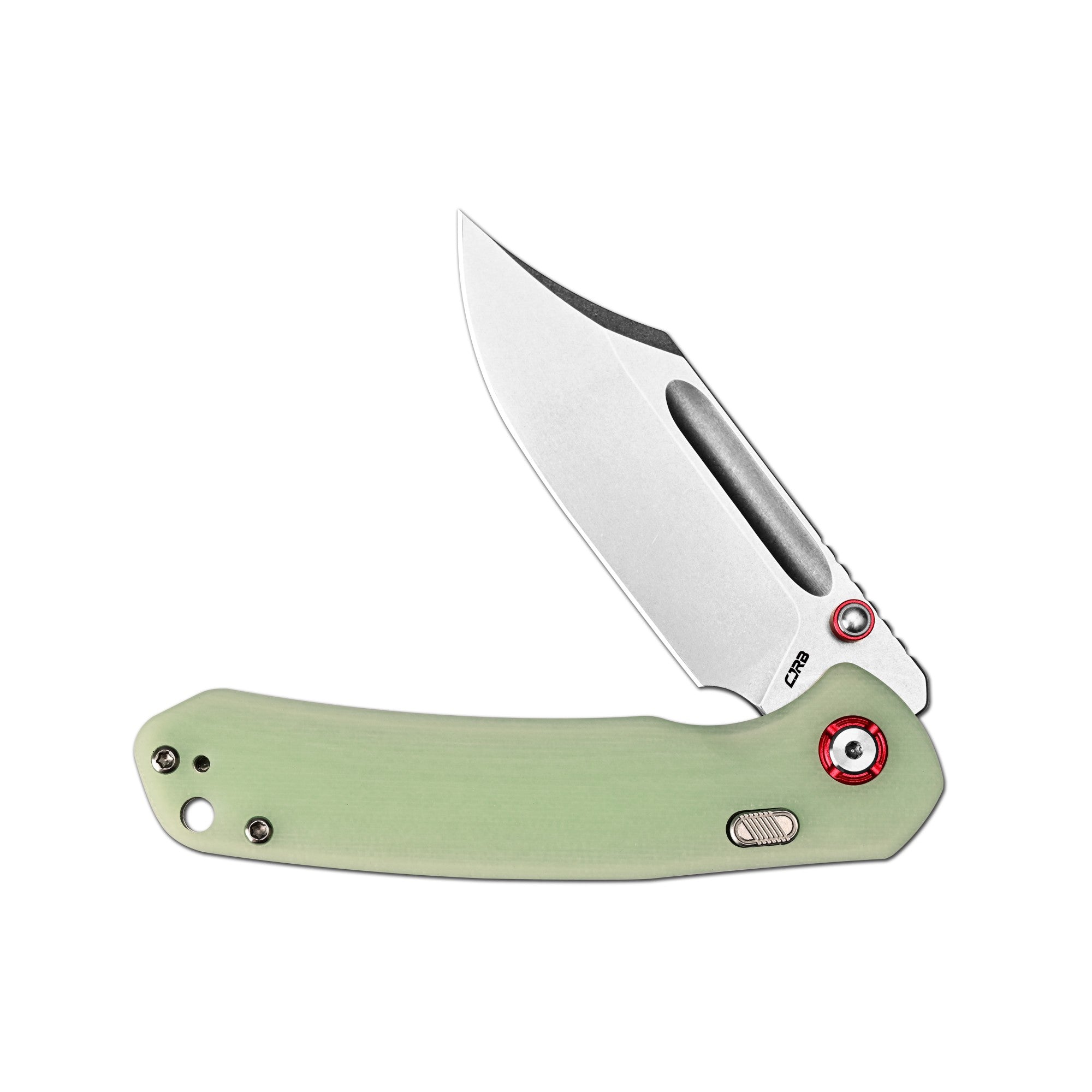 CJRB Bowie Pyrite Thumb Stud & Top Liner Lock Folding Knife G10(Glow In the Dark) Handle (3.35'' AR-RPM9 Steel Stone Wash Blade) J1942X-GD