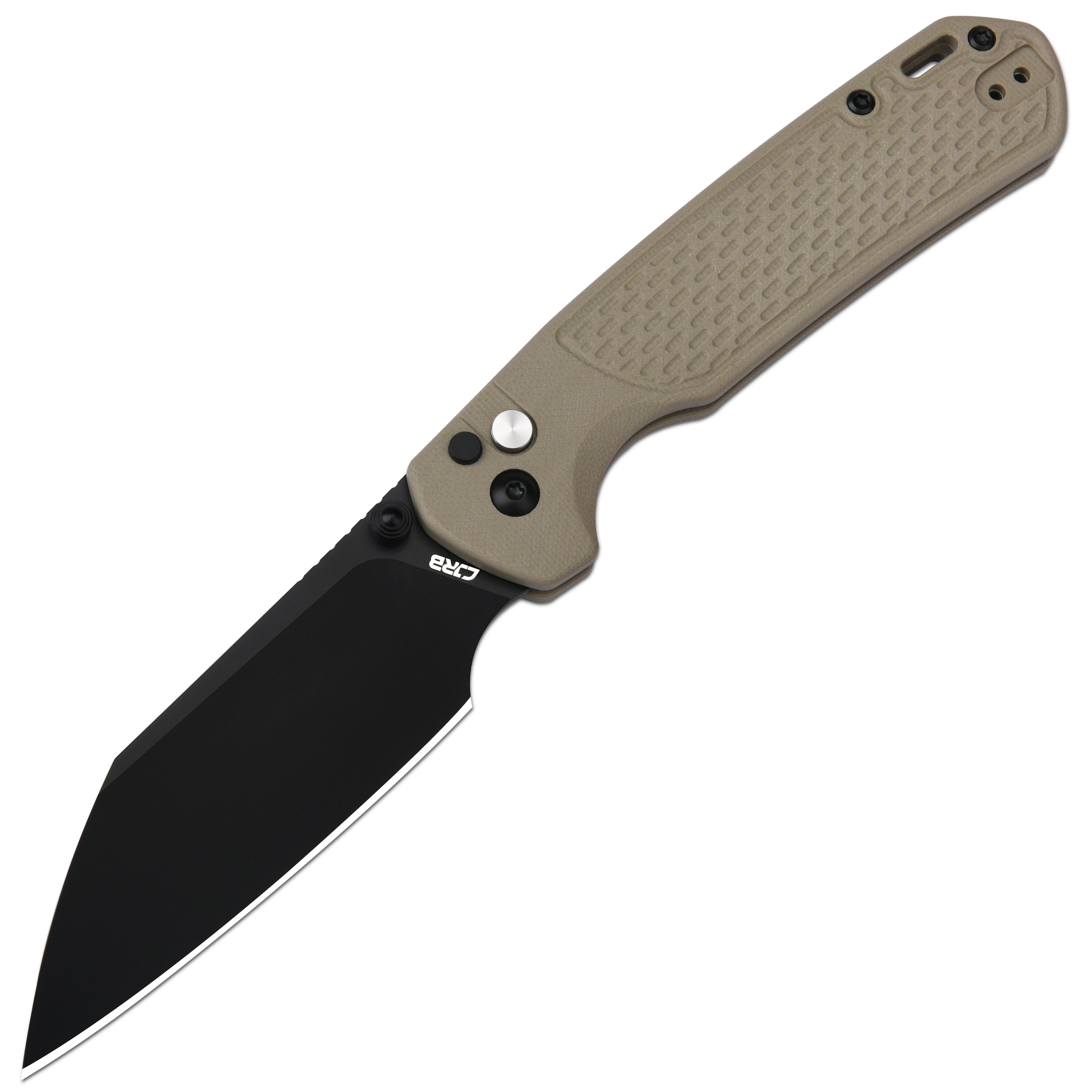 CJRB Large Pyrite Light J1945L-BDE folding knife with AR-RPM9 black PVD blade
