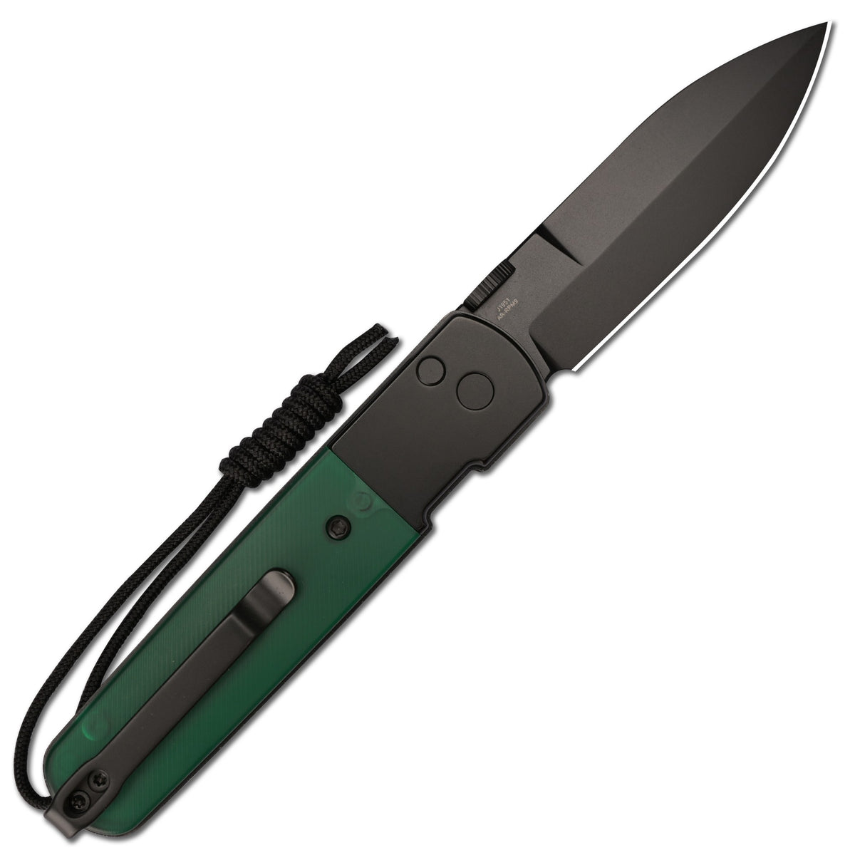 CJRB Locust Button Lock with Safety Switch Folding Knife Green PC Inlay & Black PVD Steel Handle (3.15'' AR-RPM9 Steel Black PVD Coating Blade) J1951-BGPC (Exclusive)