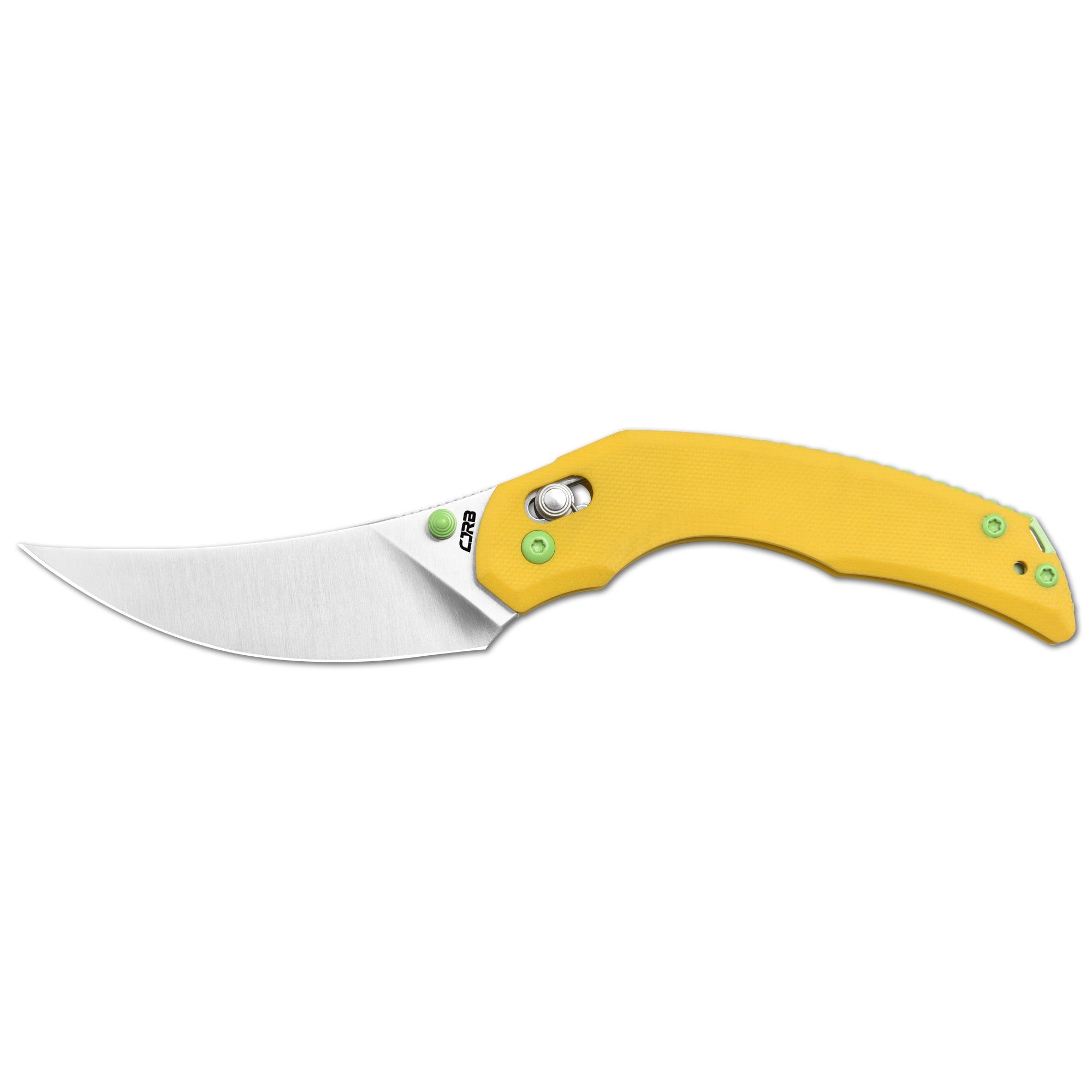 CJRB Nanner Front Flipper & Crossbar Lock Folding Knife Yellow G10 Handle (3.23'' Stone Polish AR-RPM9 Steel Blade) J1955-YE
