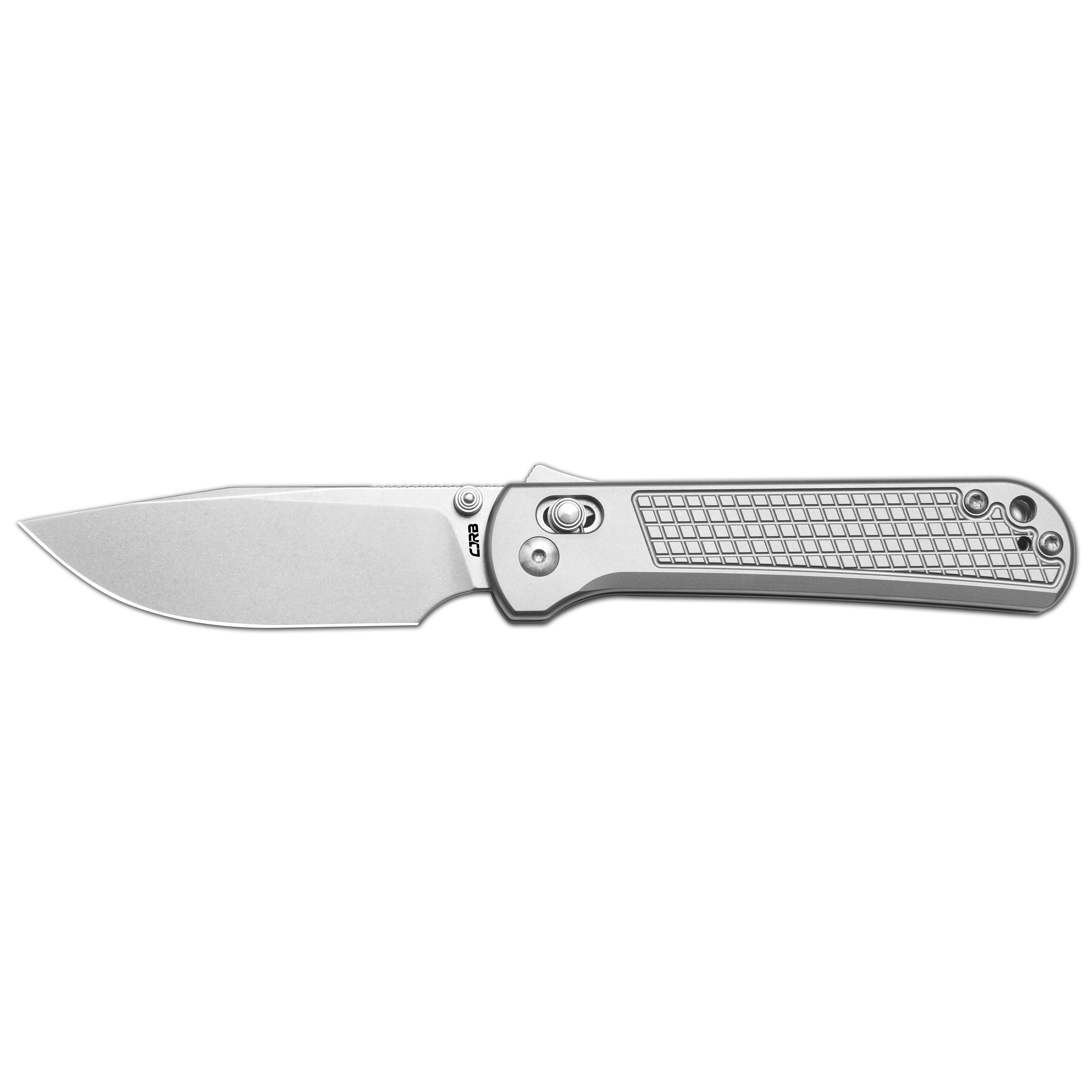 CJRB Bolt Thumb Stud & Recoil Lock V2 Folding Knife Titanium Handle (3.25'' Stone Wash CPM S90V Steel Blade) J1960G-GY