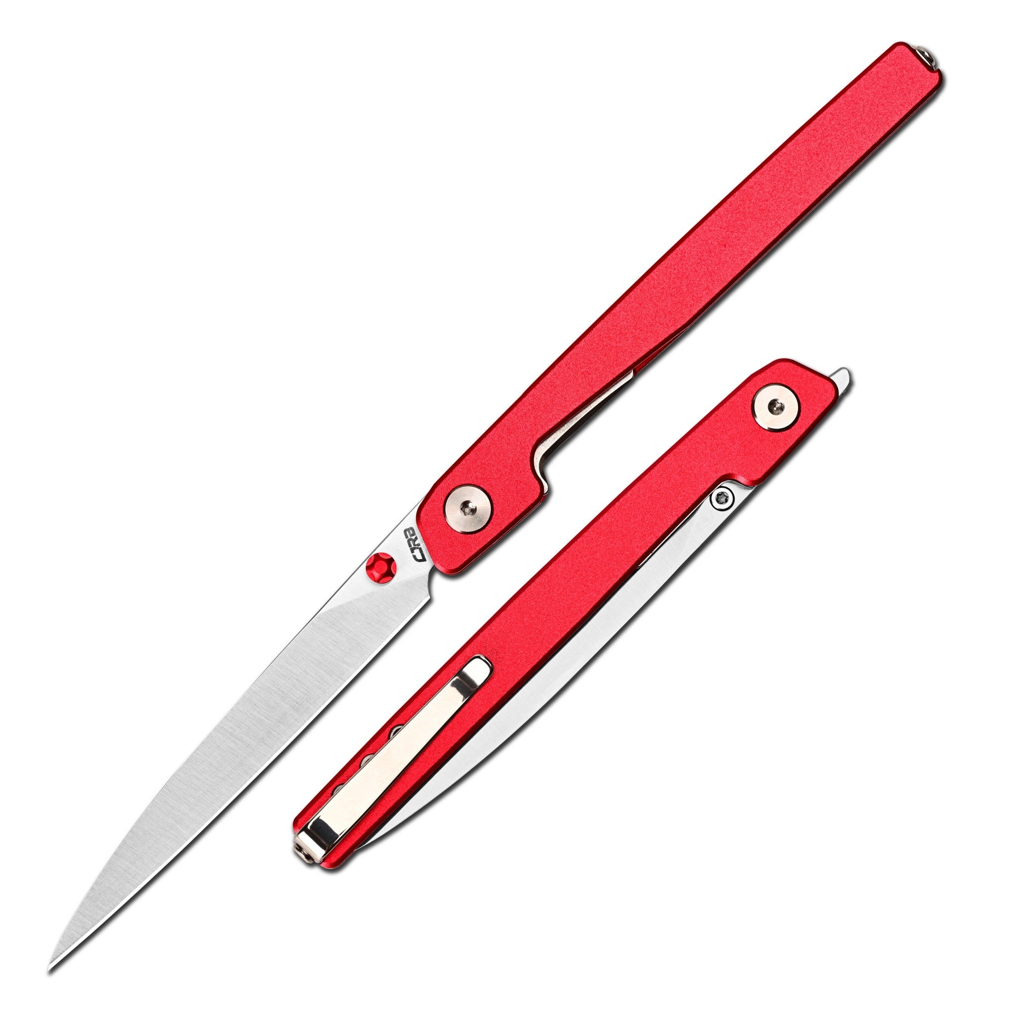 CJRB Lanky J1965-RE folding knife with red aluminum handle