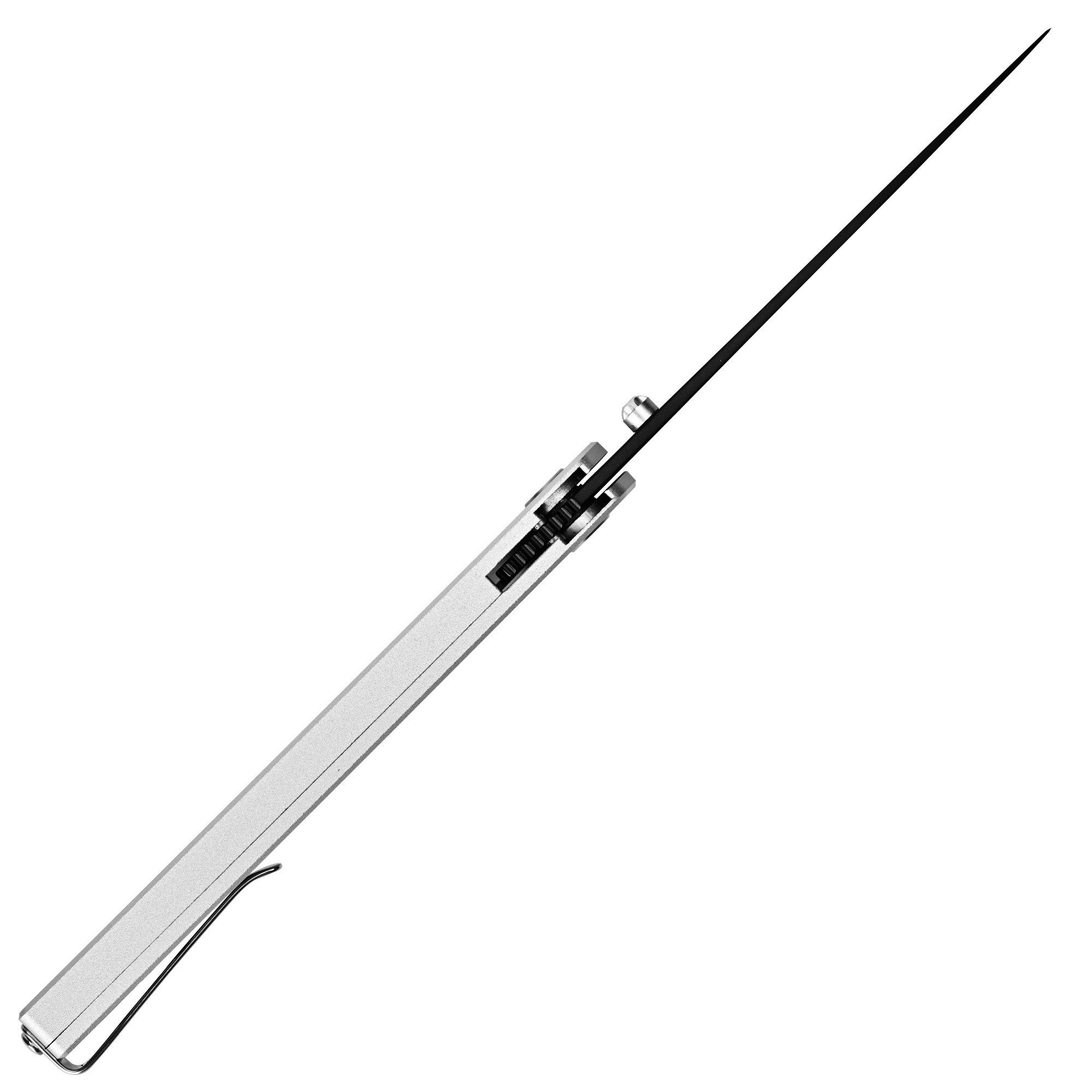 CJRB Lanky Thumb Stud & Liner Lock Knife Sliver Aluminum Handle (3.58'' Sandvik 14C28N Black PVD Coating Blade) J1965-SLV