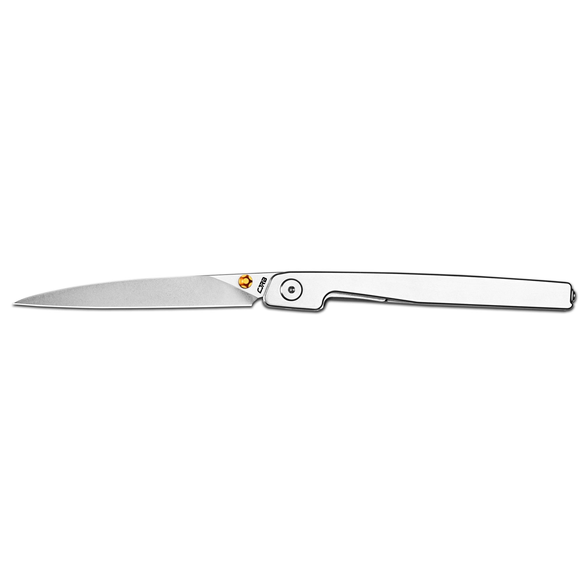 CJRB Lanky Thumb Stud & Front Flipper Liner Lock EDC Knife Steel Handle Steel Clip(3.58'' CPM S90V Stone Wash Blade) J1965G-ST