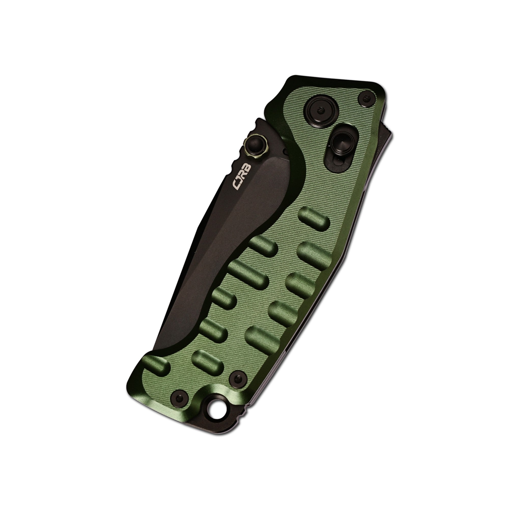 CJRB Doubletap Thumb Stud & Recoil Lock V2 Tatical Knife Green 7075-T6 Aluminum Handle(3.86'' D2 Black PVD Coating Blade) J1970-BAL (Exclusive)