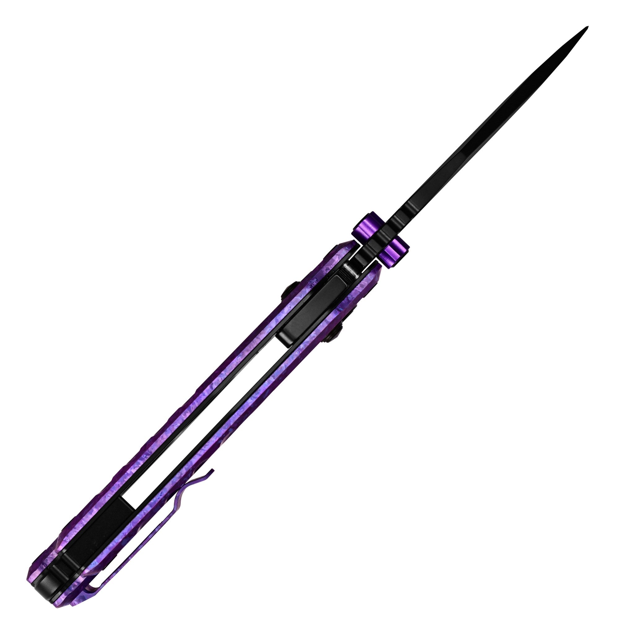 CJRB Doubletap Thumb Stud & Recoil Lock V2 Tatical Knife Crystal Titanium Handle(3.86'' CPM S35VN Steel Black PVD Coating Blade) J1970-CPU