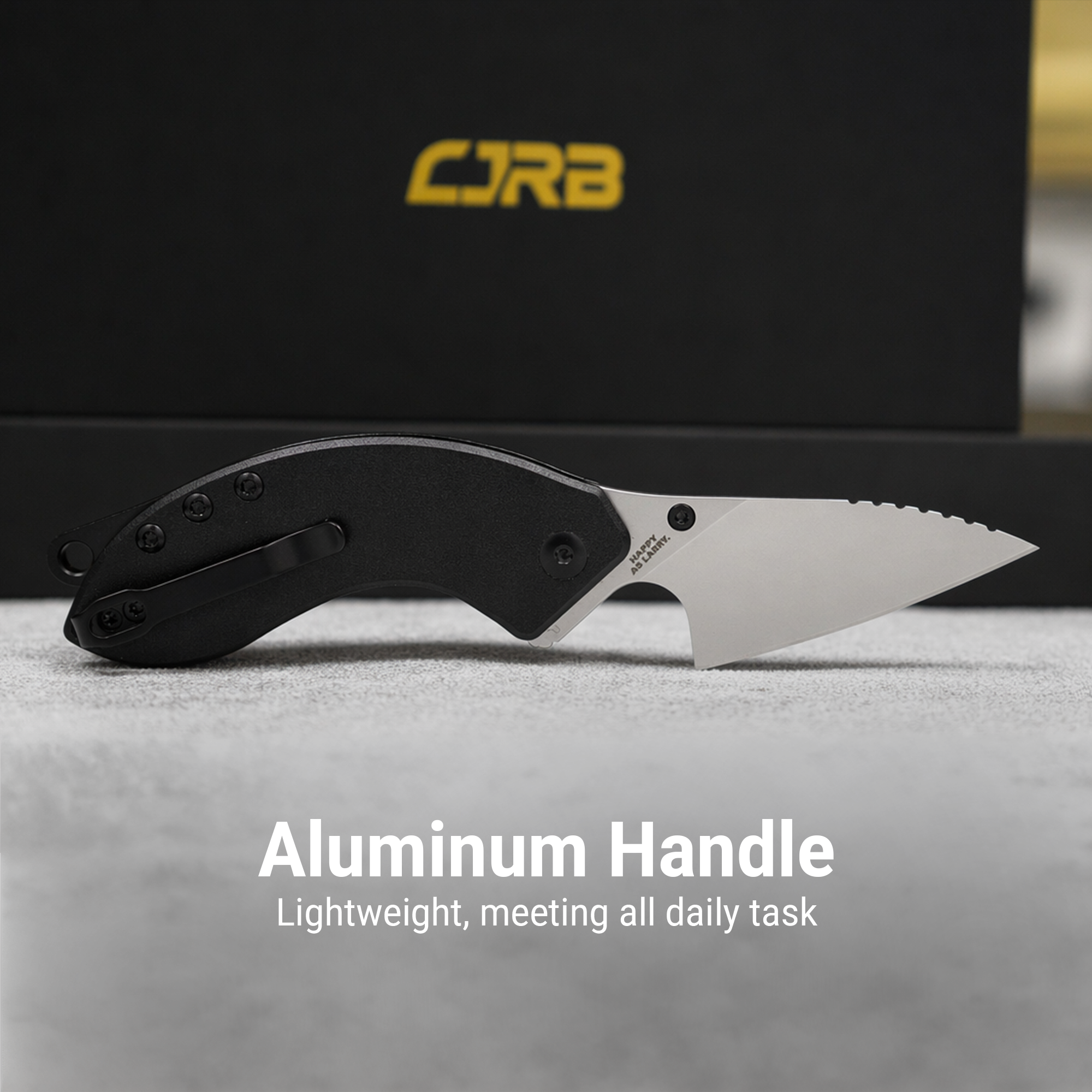 CJRB Spud Thumb Stud & Liner Lock Neck Knife Black Aluminum Handle(2.34'' AR-RPM9 Steel Stone Wash Blade) J1971-BK