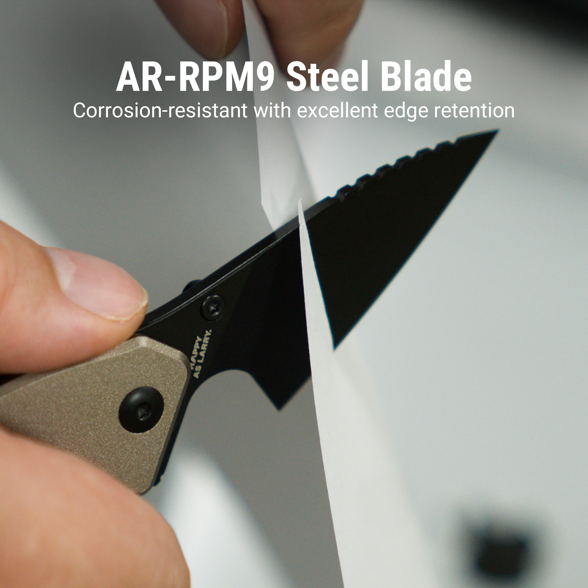 CJRB Spud Thumb Stud & Liner Lock Neck Knife Champagne Aluminum Handle(2.34'' AR-RPM9 Steel Black PVD Coating Blade) J1971-CP