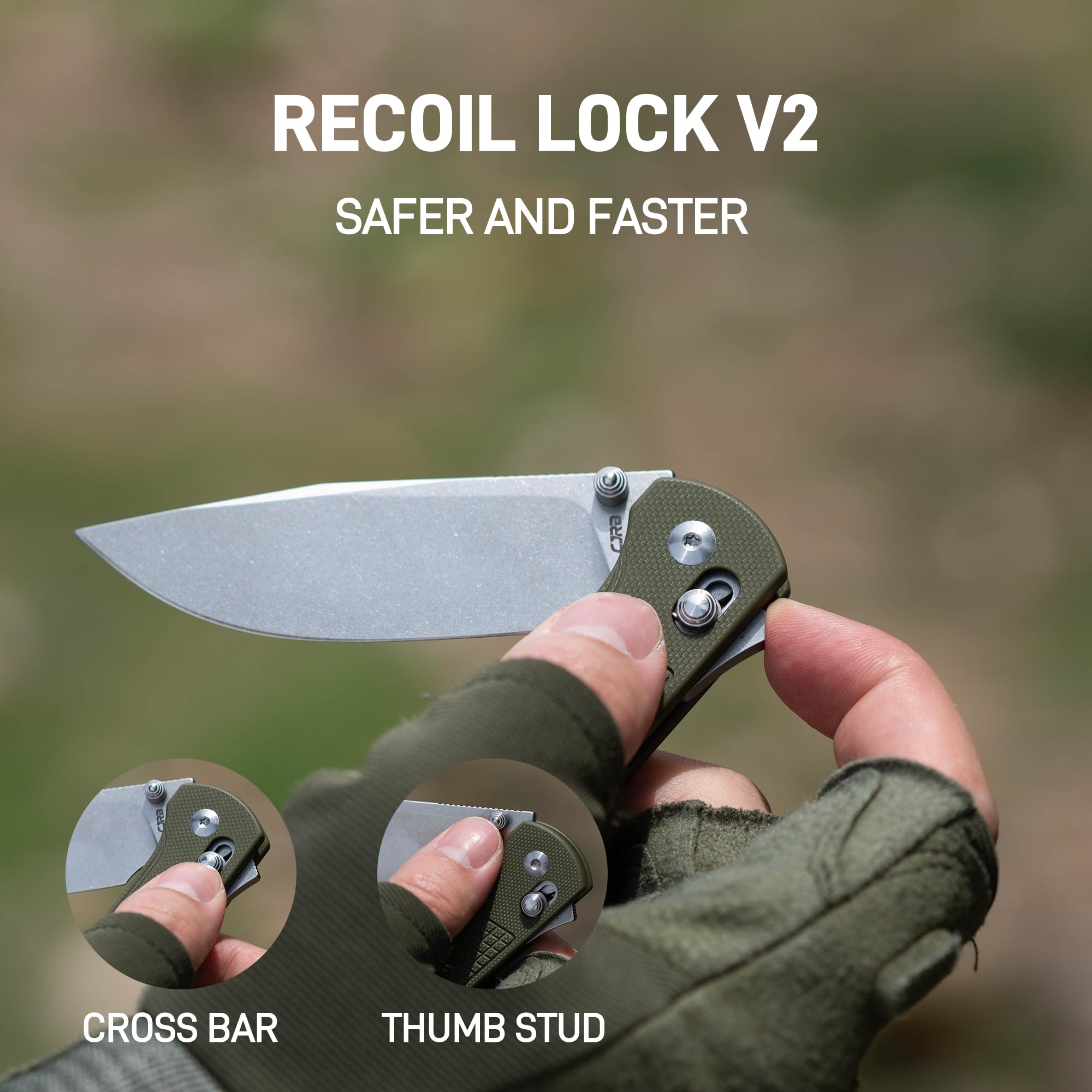 CJRB Bolt J1960 folding knife with green G10 handle