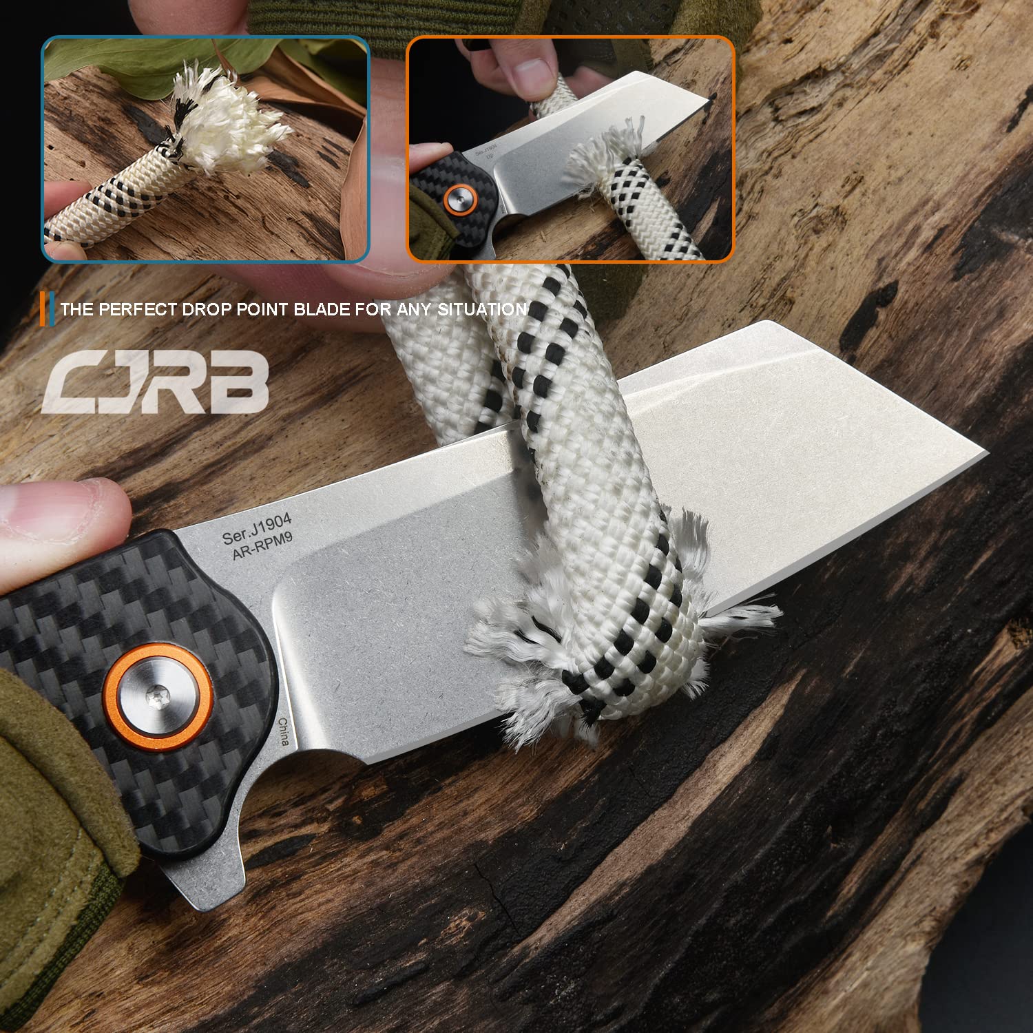 CJRB Crag J1904 carbon fiber handle detail