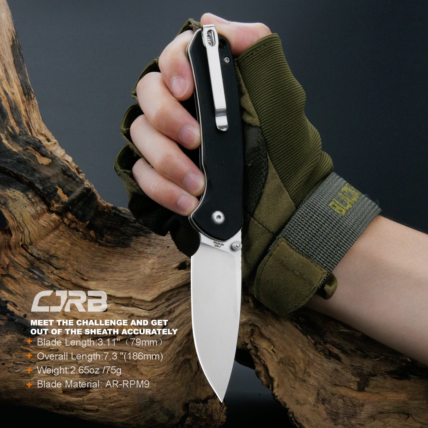 CJRB Pyrite J1925 folding knife side view