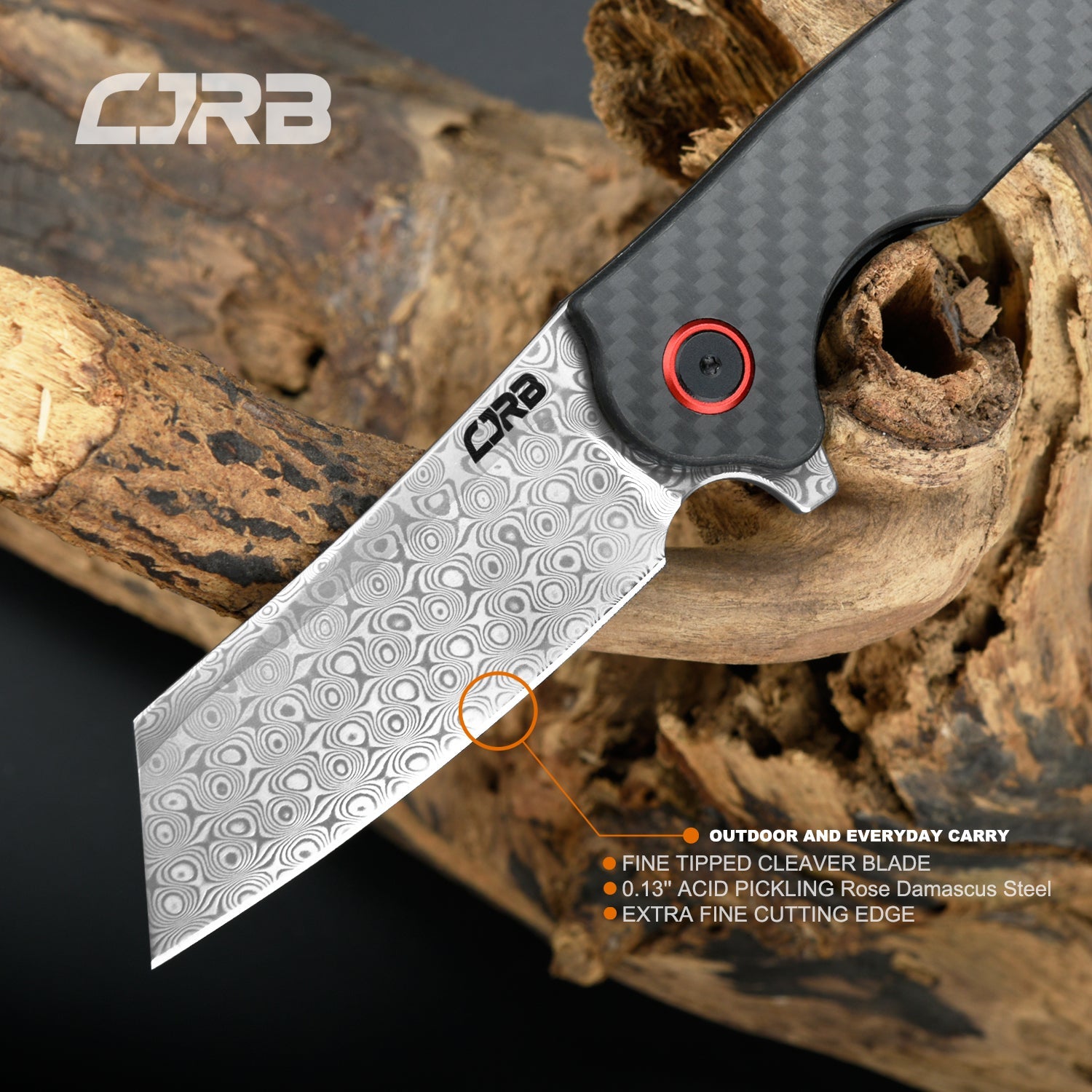 CJRB Crag J1904 Damascus blade profile