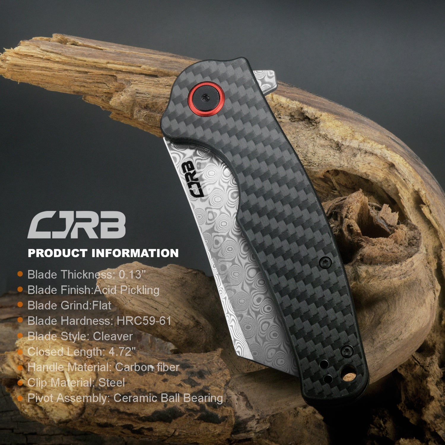CJRB Crag J1904 rose Damascus blade detail