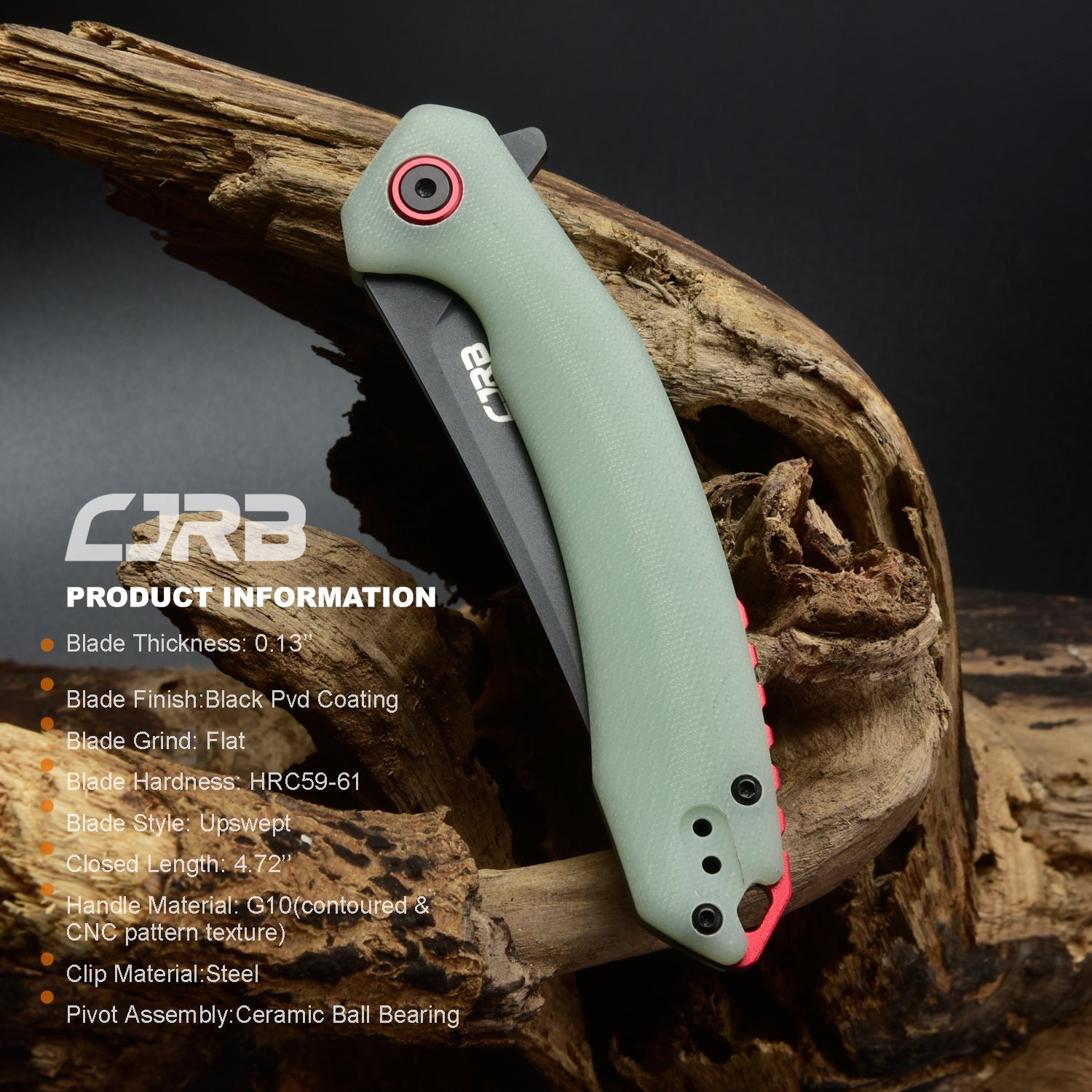 CJRB Gobi J1906 Natural Green G10 handle folding knife