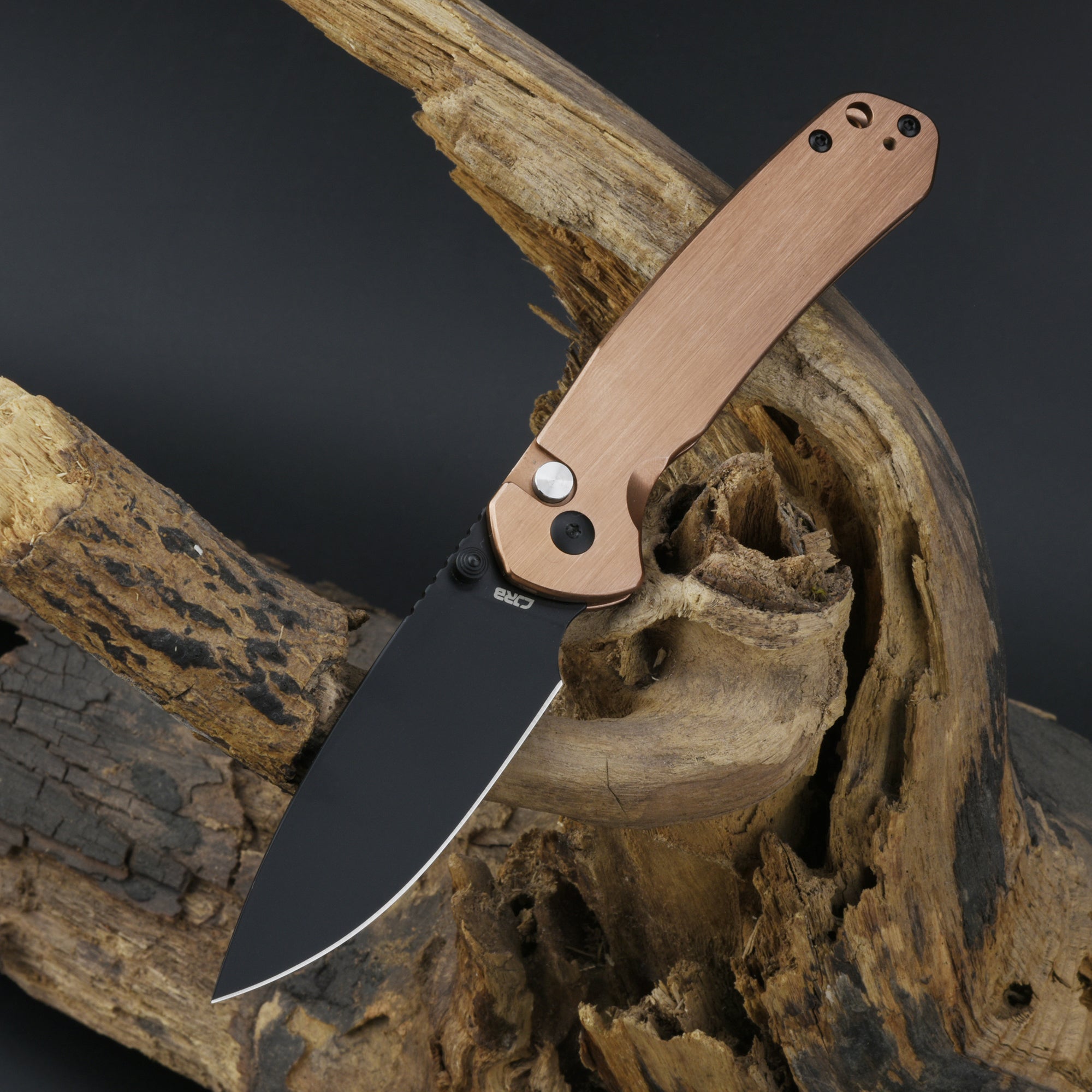 CJRB Pyrite J1925 Copper folding knife side view