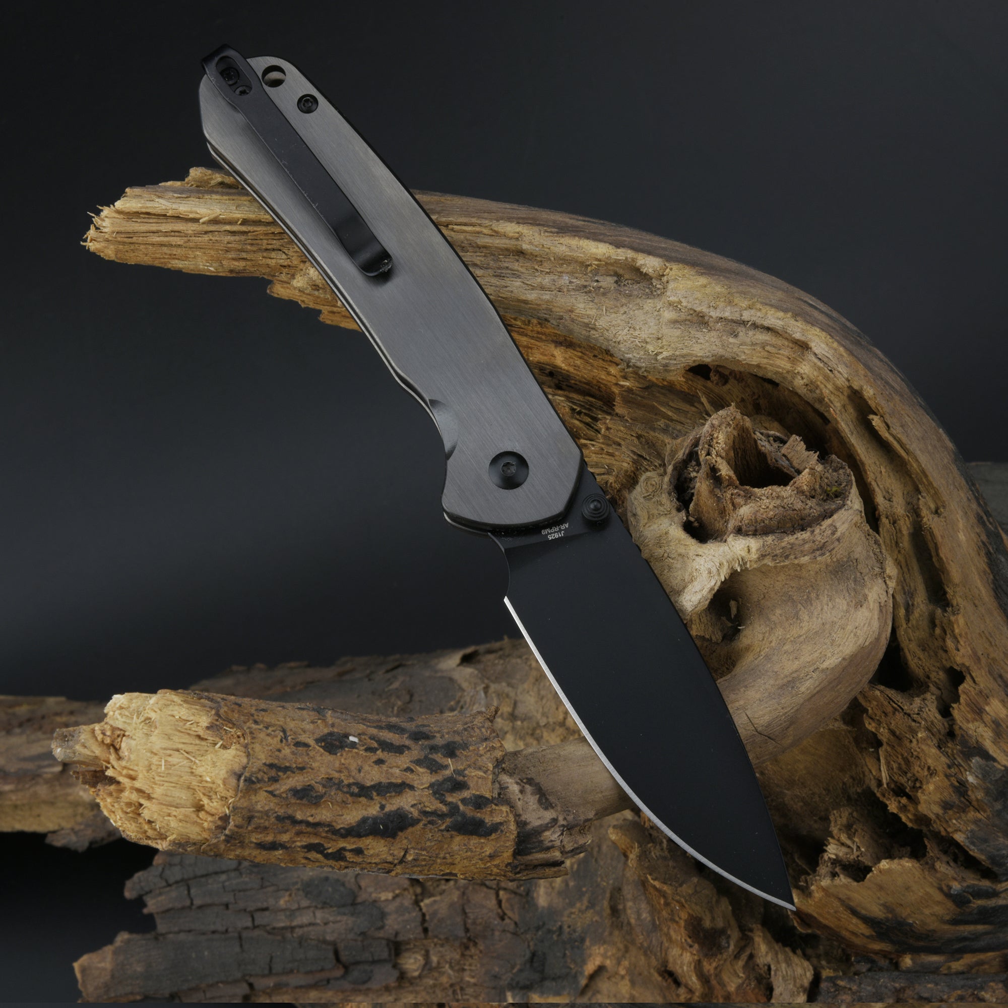CJRB Pyrite J1925 Smoky Gray steel handle folding knife
