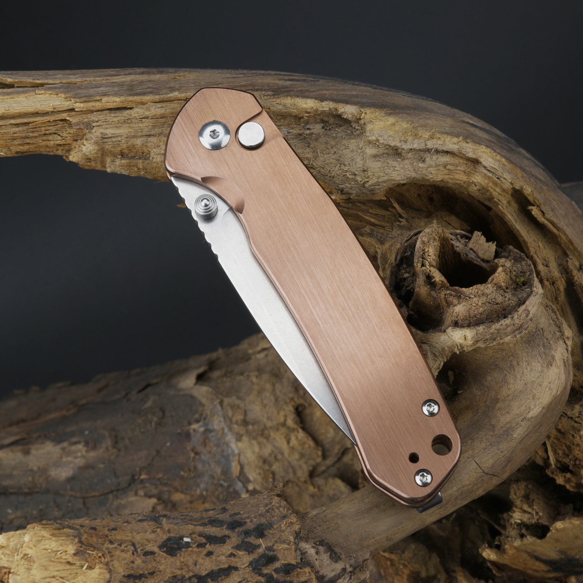 CJRB Pyrite J1925 Copper steel handle close-up