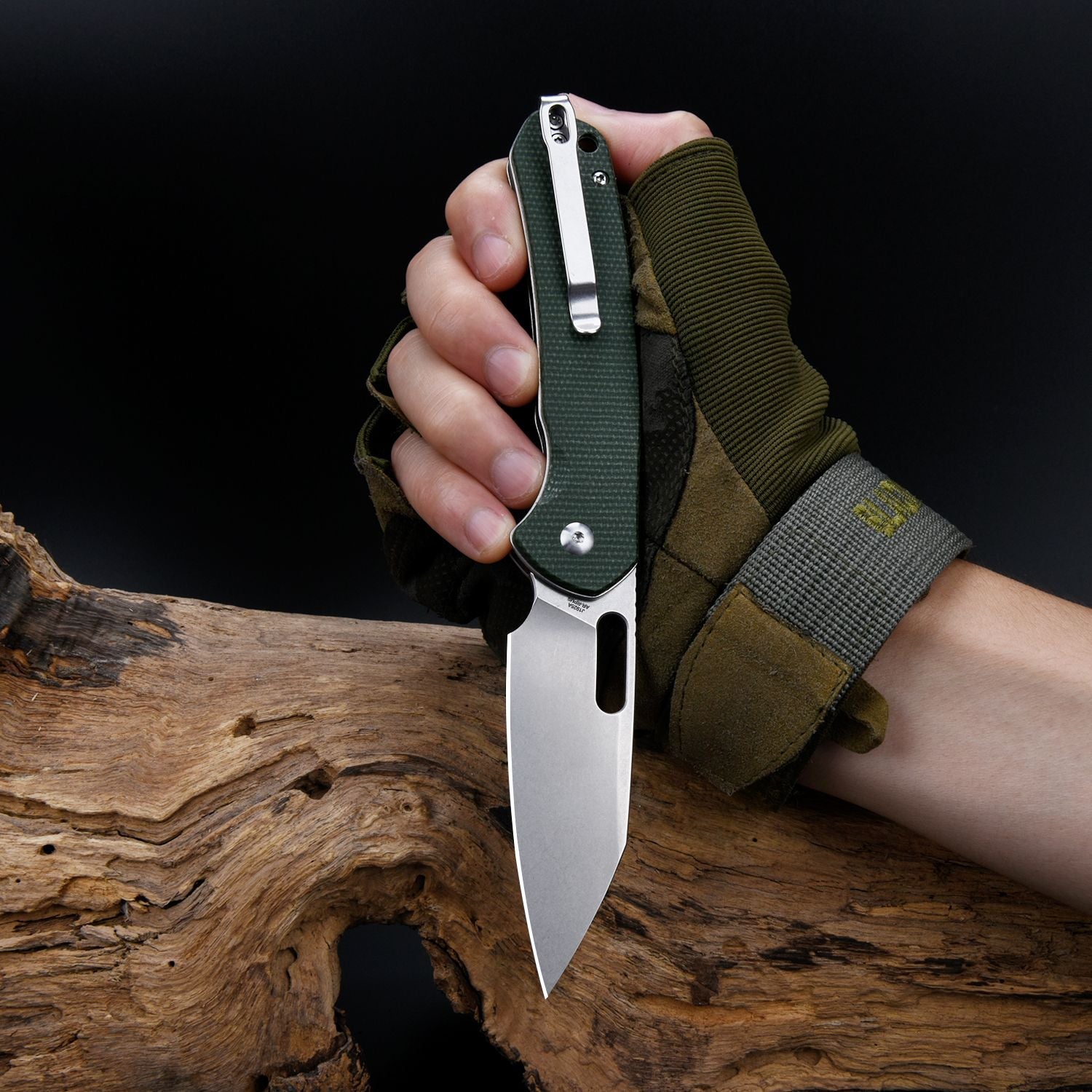 CJRB Pyrite Alt Wharncliffe J1925A-MGN folding knife with Micarta handle