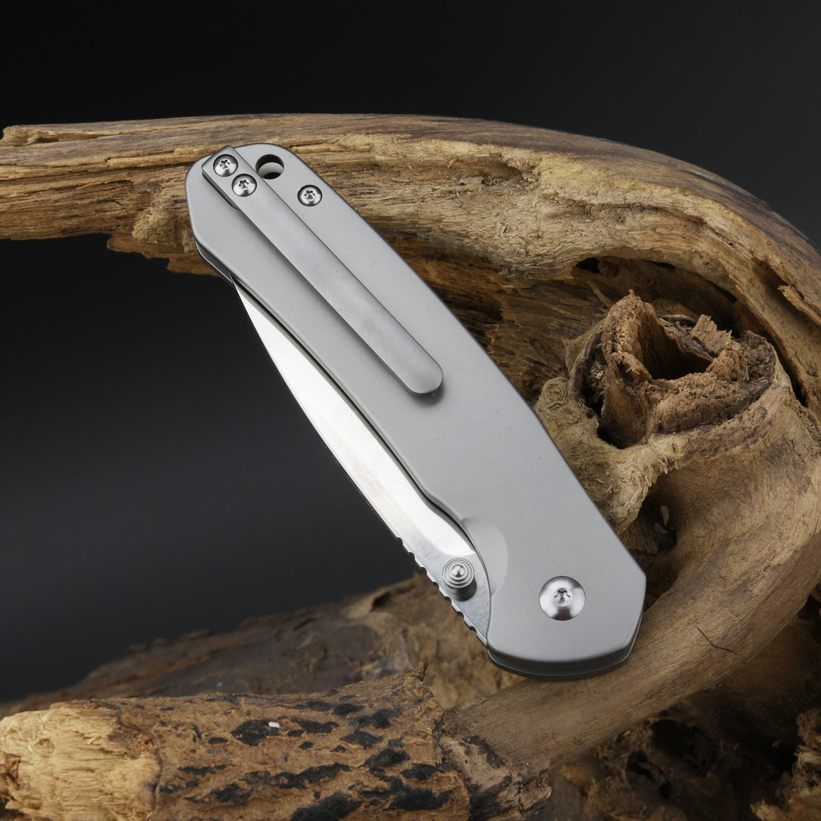 CJRB Pyrite J1925TI-ODG folding knife side view