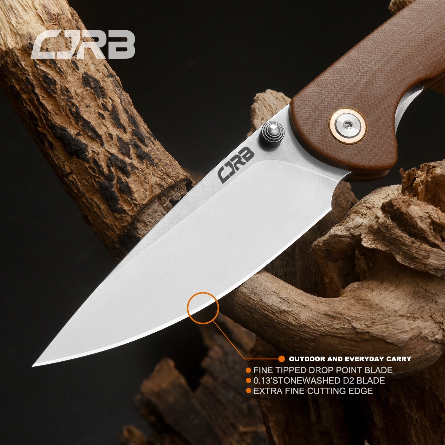 CJRB Feldspar J1912S-BNC folding knife with brown G10 handle