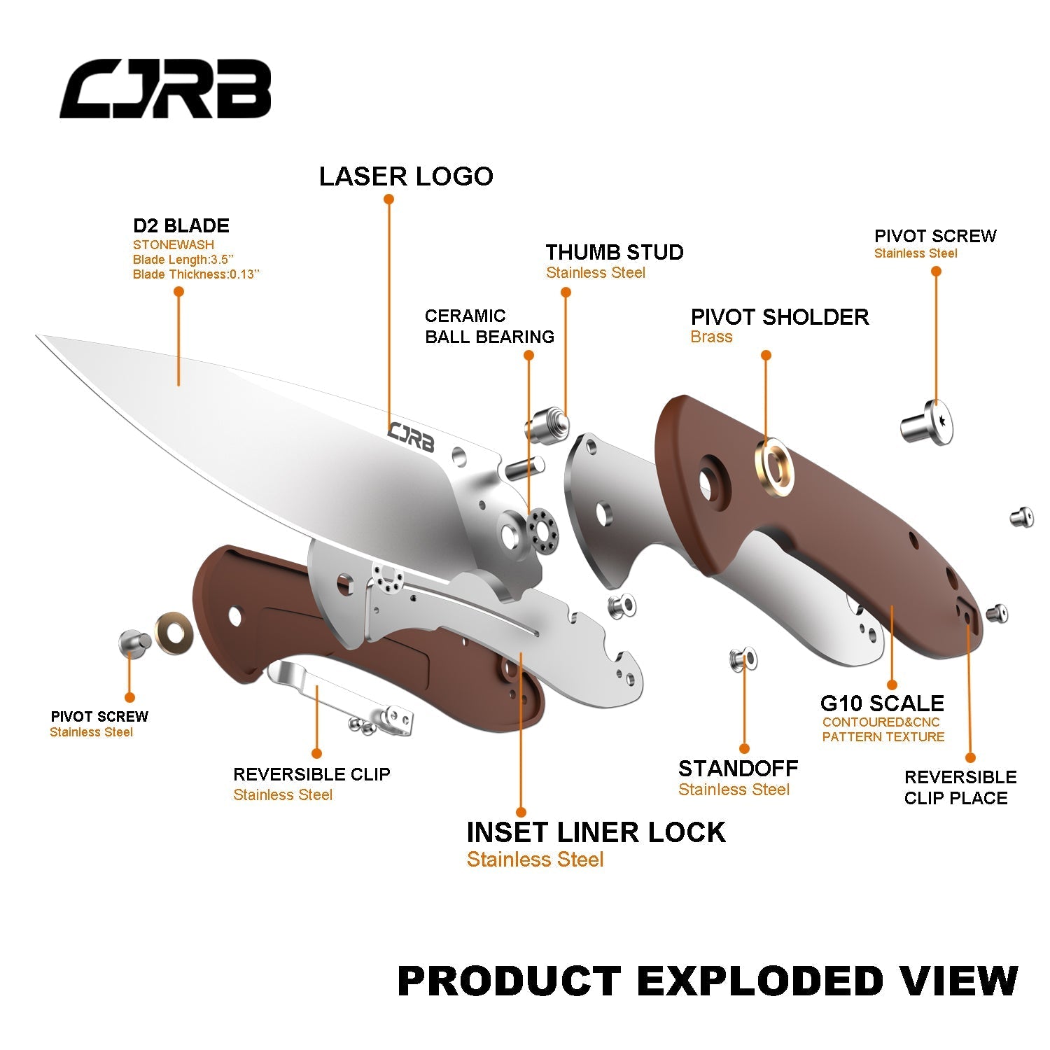 CJRB Feldspar J1912-BNC folding knife side view