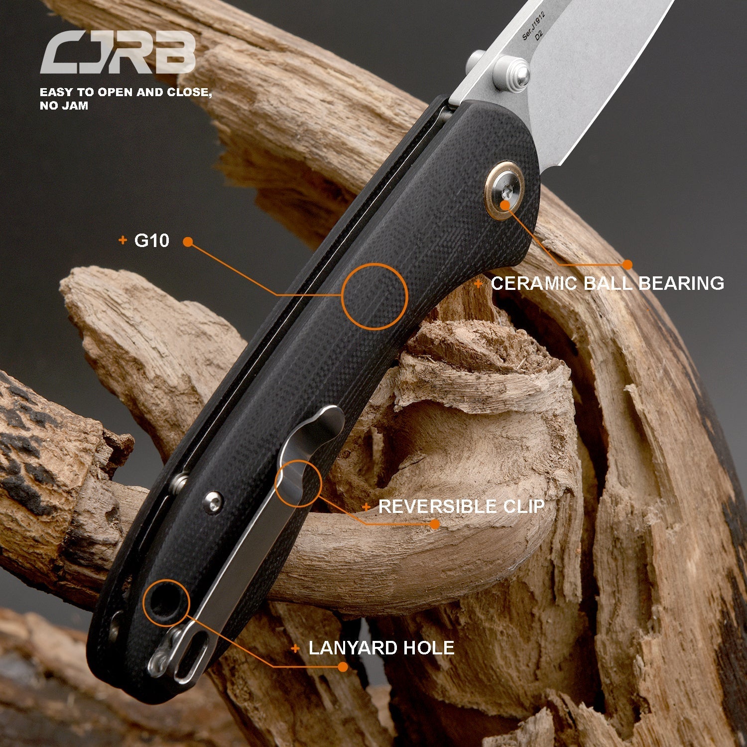 CJRB Feldspar J1912-BKC handle close-up