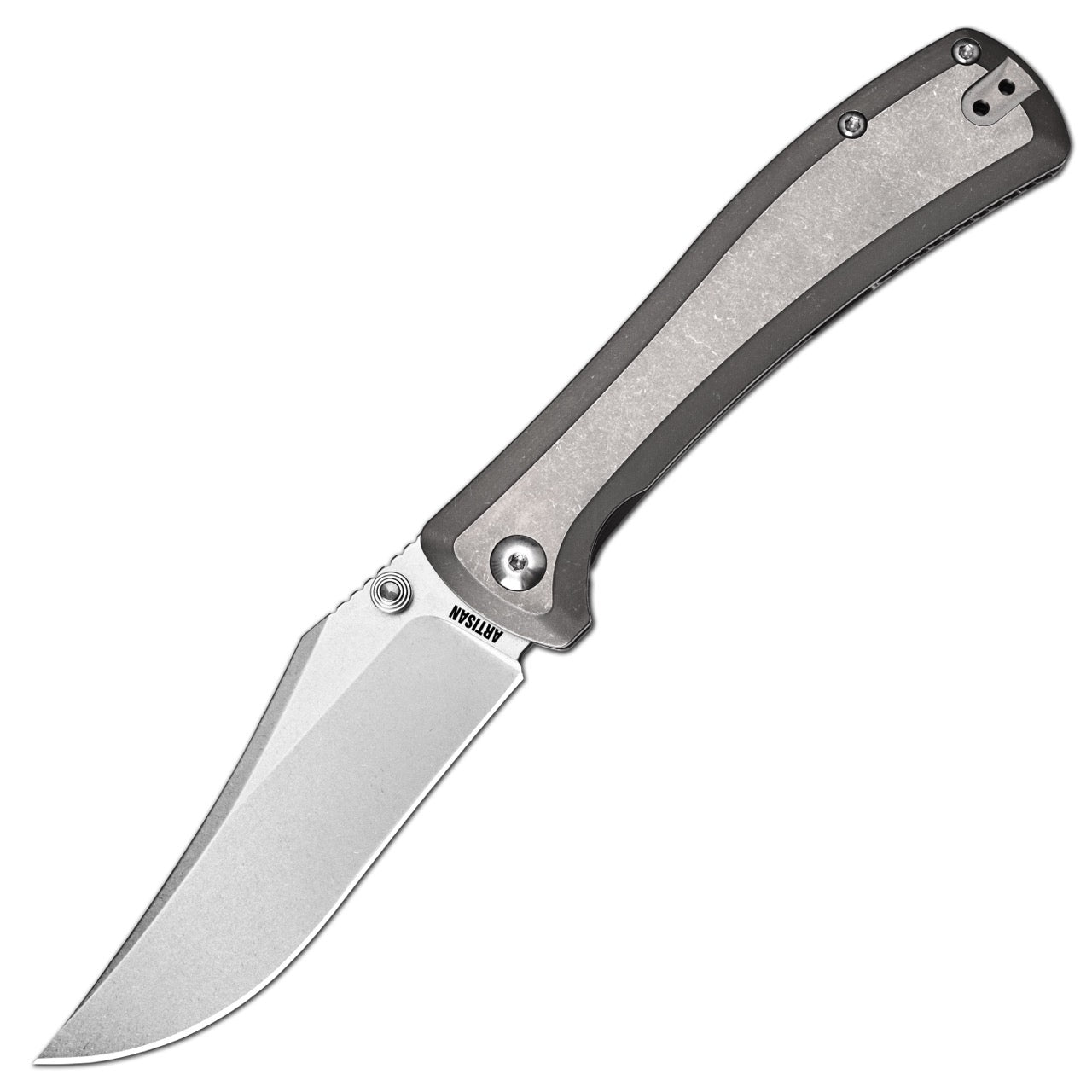 Artisan Cutlery Santee 1888G folding knife with 3.54-inch CPM-S35VN stone wash blade