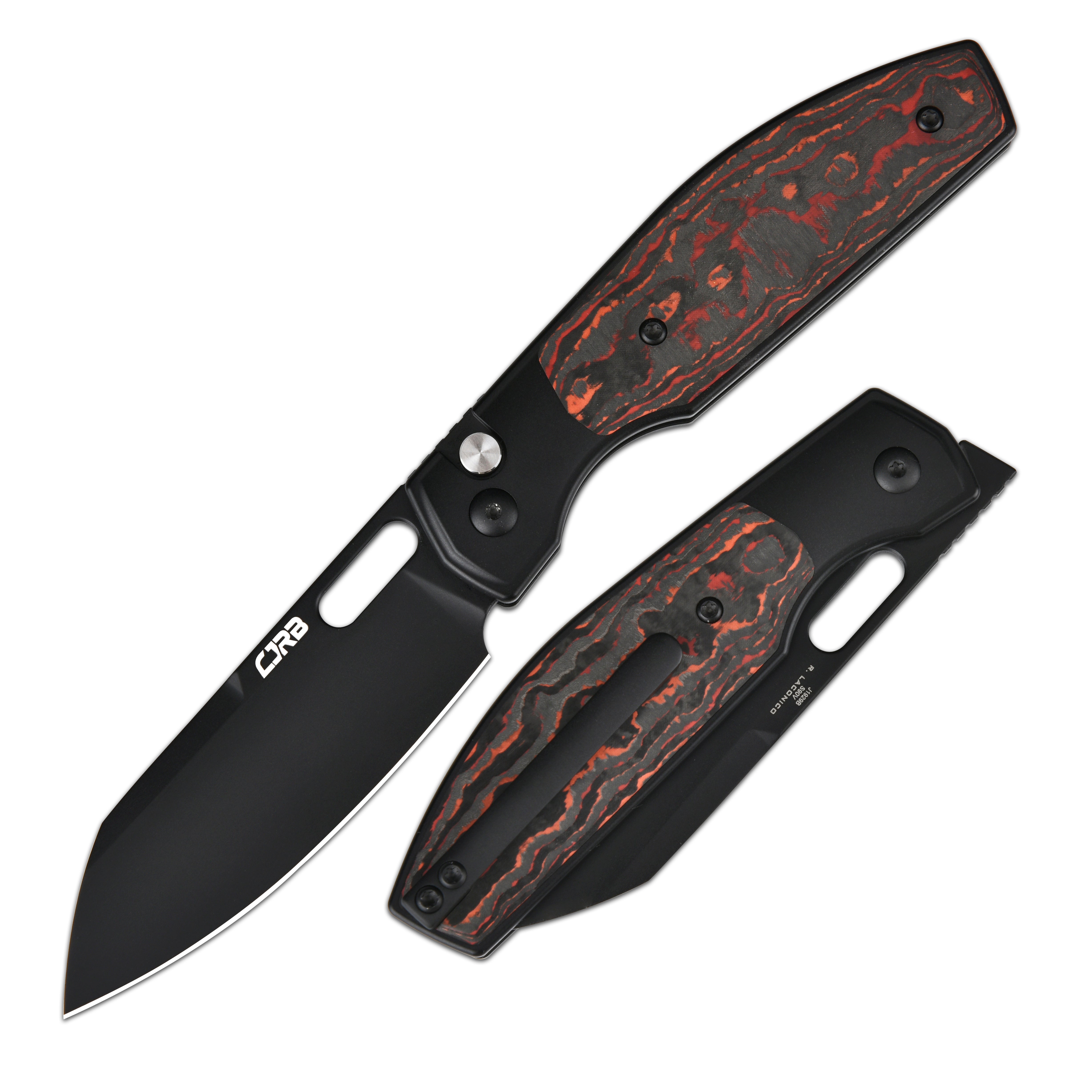CJRB Ekko J1929 folding knife with black Fat Carbon handle