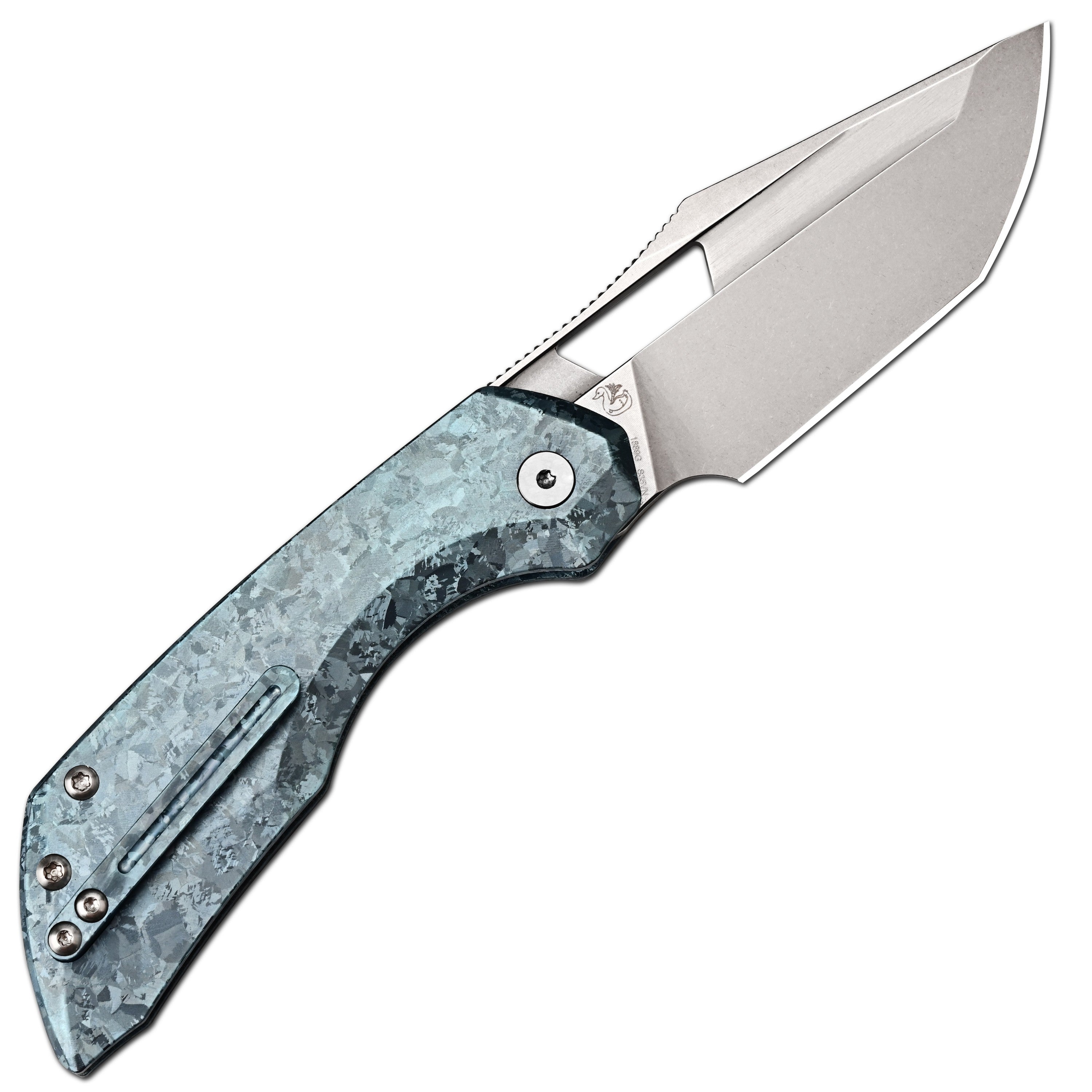 Artisan Cutlery Mousebird Thumb Hole Top Liner Lock EDC Knife Crystal Titanium Handle Crystal Titanium Clip(3'' CPM S35VN Stone Wash Blade ) 1889G-CBU