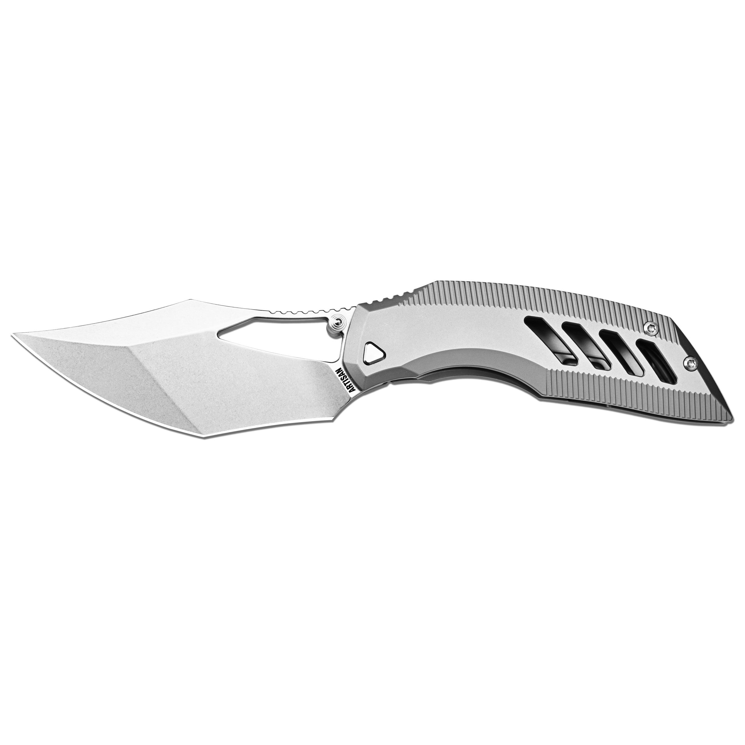 Artisan Cutlery Dark Wing 1887G-GY folding knife detail view