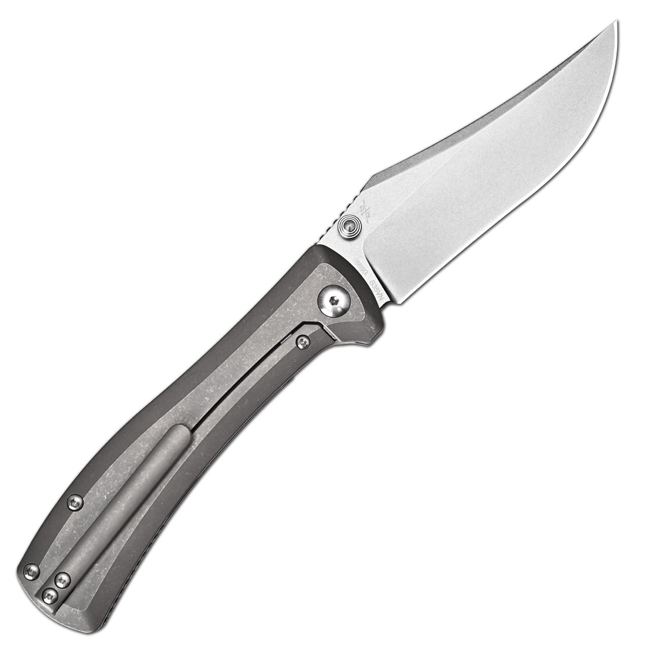 Artisan Cutlery Santee Thumb Stud & Frame Lock Folding Knife Titanium Handle (3.54'' CPM S35VN Steel Stone Wash Blade) 1888G-GY