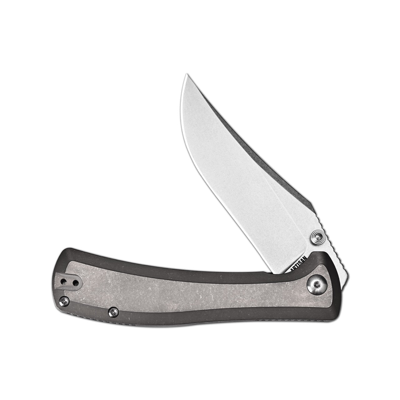 Artisan Cutlery Santee Thumb Stud & Frame Lock Folding Knife Titanium Handle (3.54'' CPM S35VN Steel Stone Wash Blade) 1888G-GY