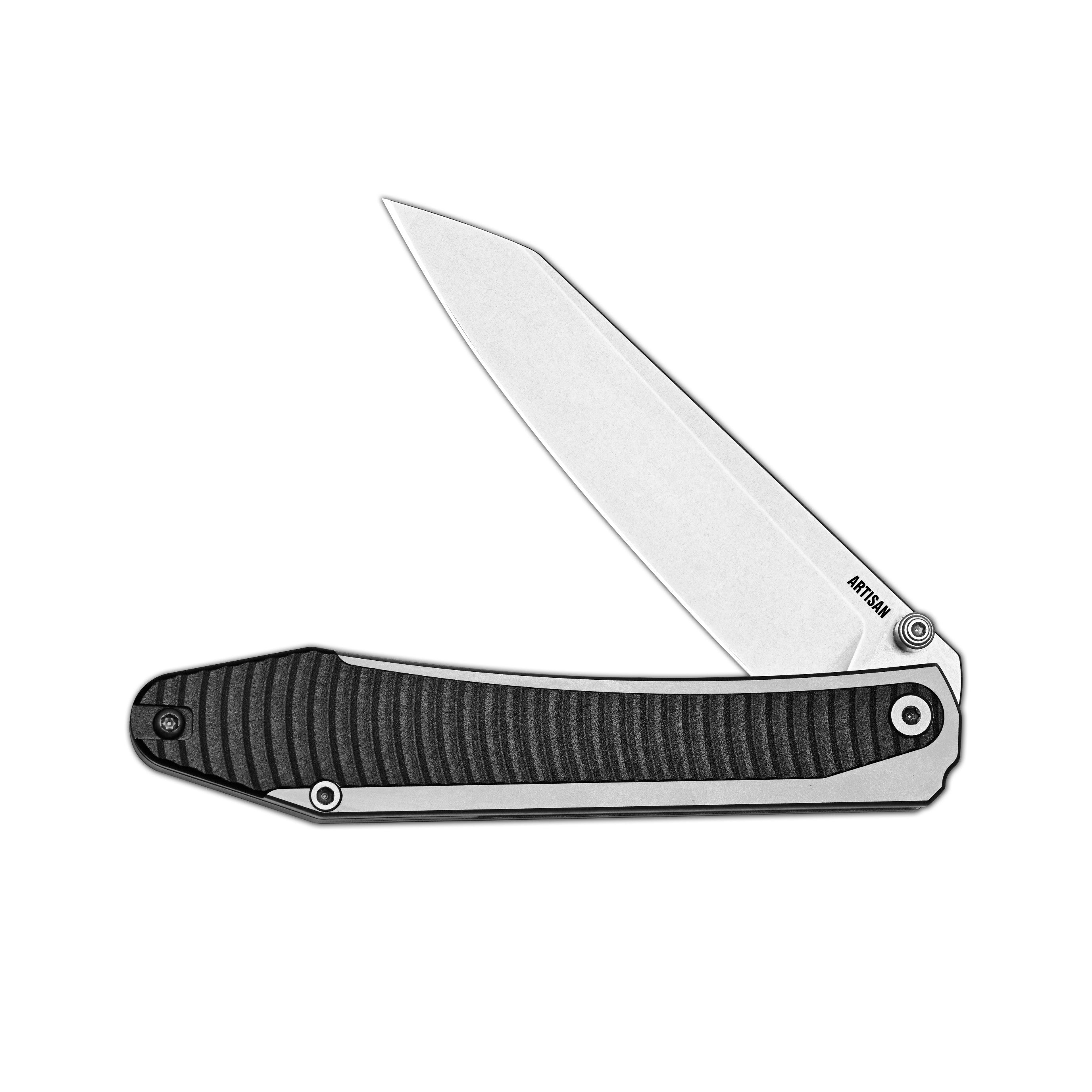 Artisan Cutlery Trust Thumb Stud & Frame Lock Knife Titanium and Aluminum Handle (3.758'' Stone Wash S35VN Blade) 1886G-GY