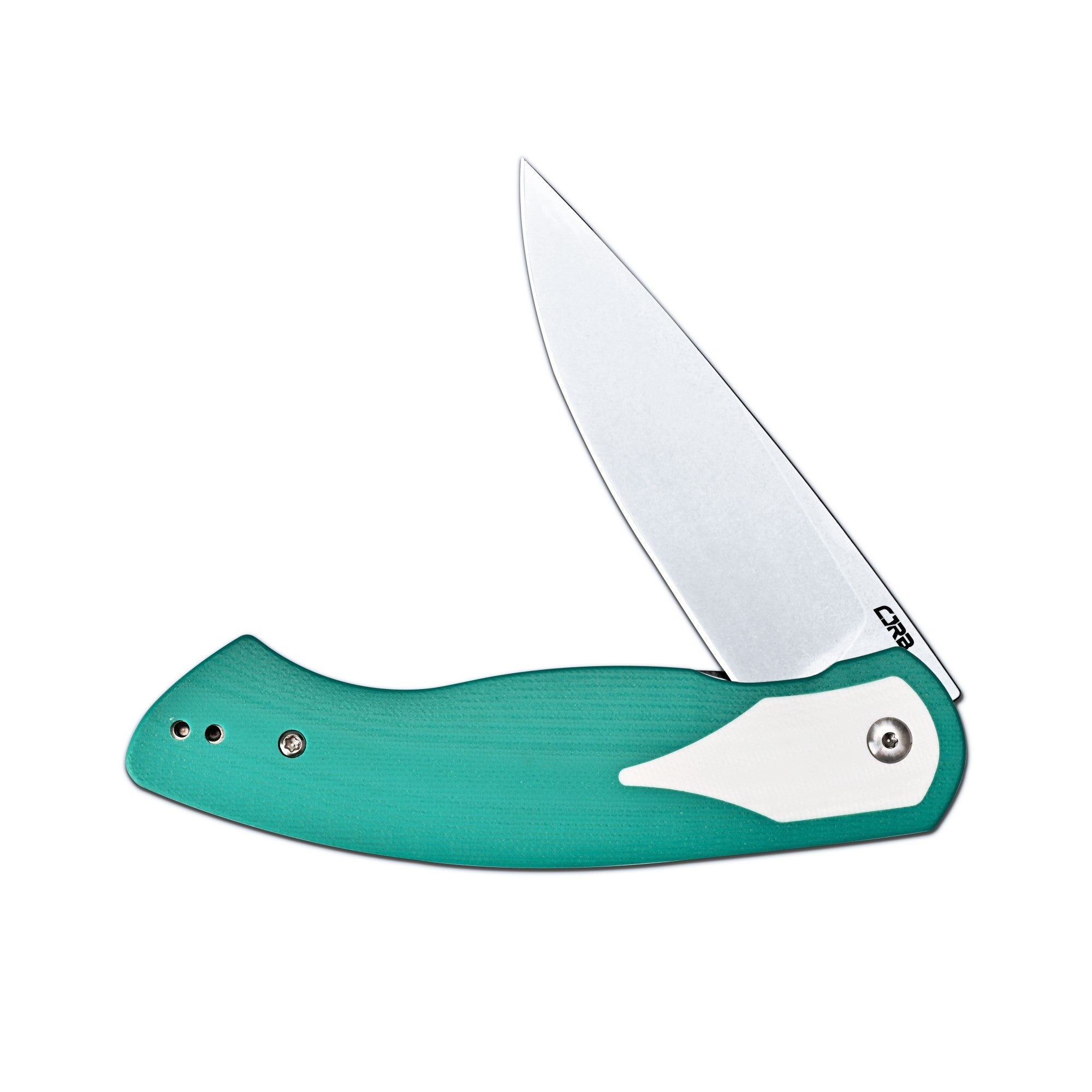 CJRB Rodayo J1972-GWH stonewashed drop point blade detail