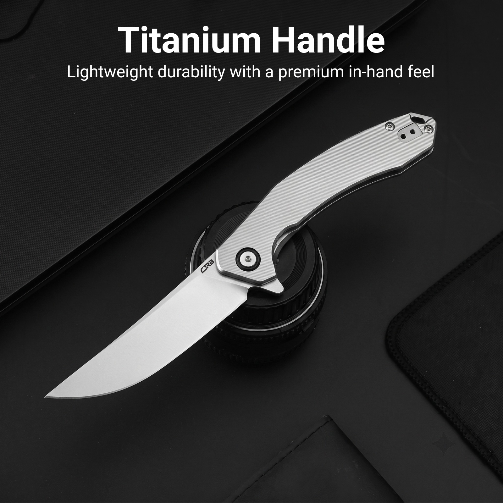 CJRB Gobi Flipper & Frame Lock Titanium Handle (3.5'' CPM S90V Stone Wash Blade) J1906G-TI (Exclusive)