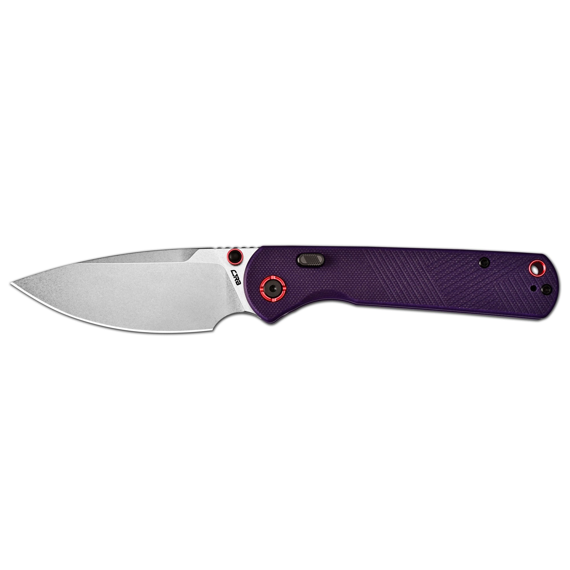 CJRB Latitude Thumb Stud & Top Liner Lock EDC Knife Purple CNC G10 Textured Handle(3.47'' AR-RPM9 Steel Stone Wash Blade) J1975-PU