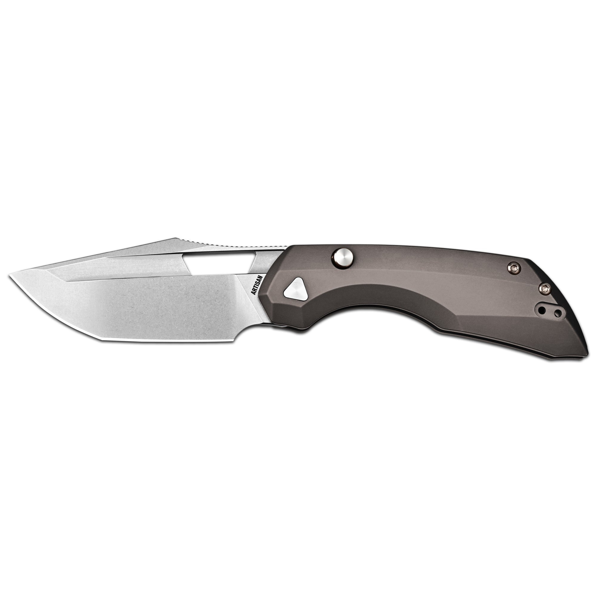 Artisan Cutlery Mousebird Thumb Hole Top Liner Lock EDC Knife Titanium Handle Gold Titanium Clip(3'' CPM S35VN Stone Wash Blade ) 1889G-DG