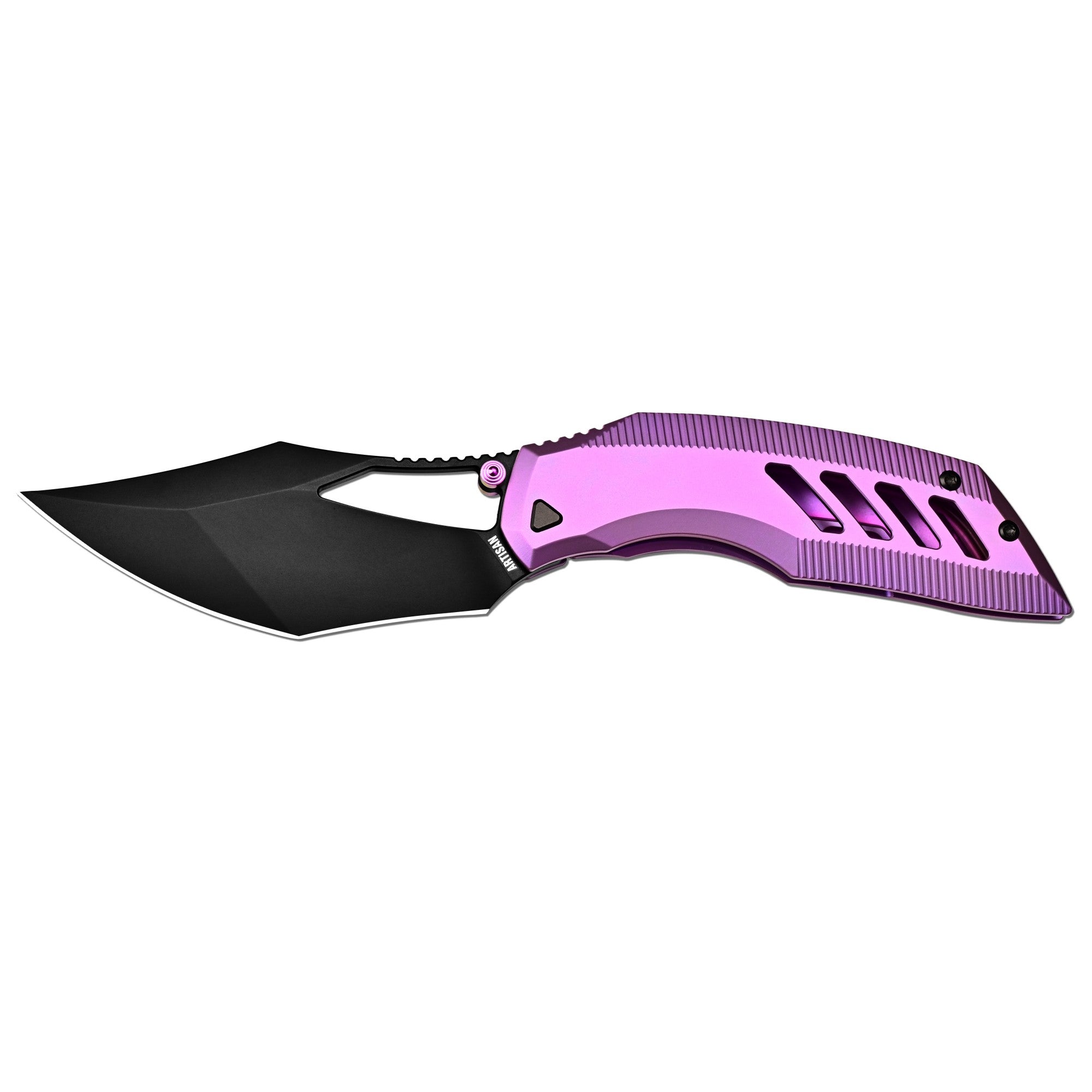 ArtisanCutlery Dark Wing Thumb Hole & Front Flipper Frame Lock EDC Knife Titanium Handle(3.63'' S35VN Black PVD Coating Blade ) 1887G-BPU