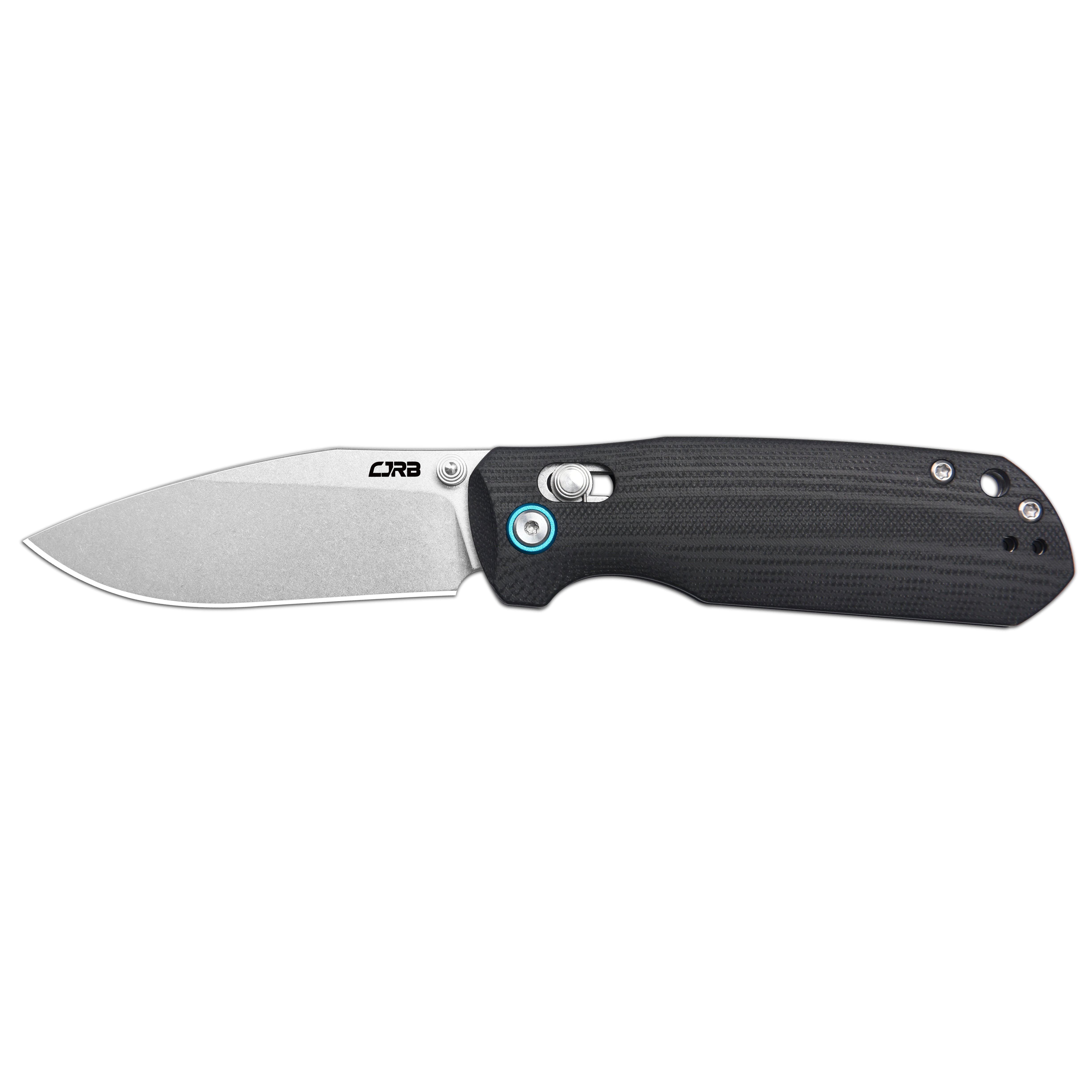 CJRB Maximal Thumb Stud & Crossbar Lock Folding Knife Black G10 Handle (2.95'' Stone Wash AR-RPM9 Steel Blade) J1954-BK