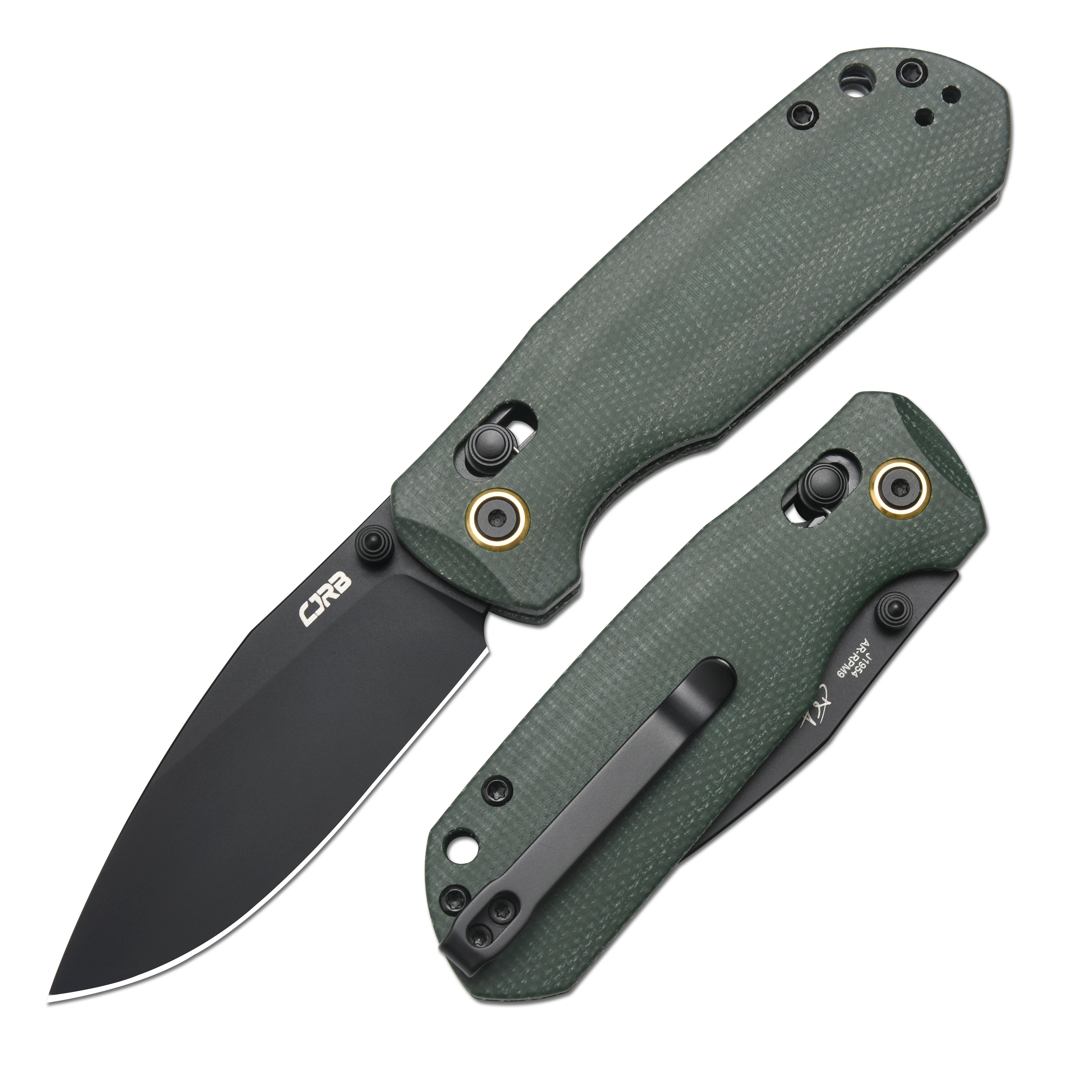 CJRB Maximal J1954-BMGN folding knife with black Micarta handle