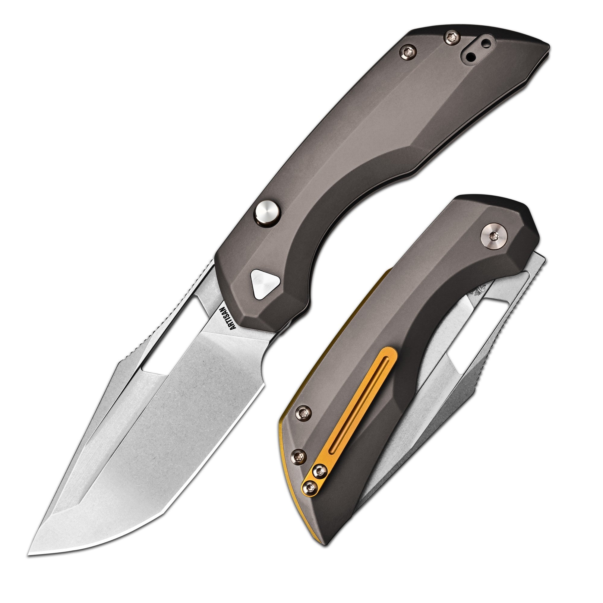 Artisan Cutlery Mousebird 1889G-DG folding knife detail view