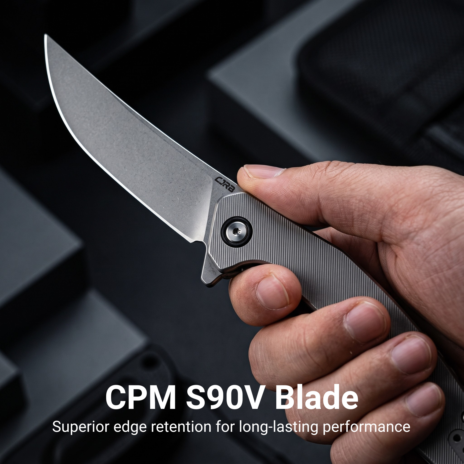 CJRB Gobi Flipper & Frame Lock Titanium Handle (3.5'' CPM S90V Stone Wash Blade) J1906G-TI (Exclusive)